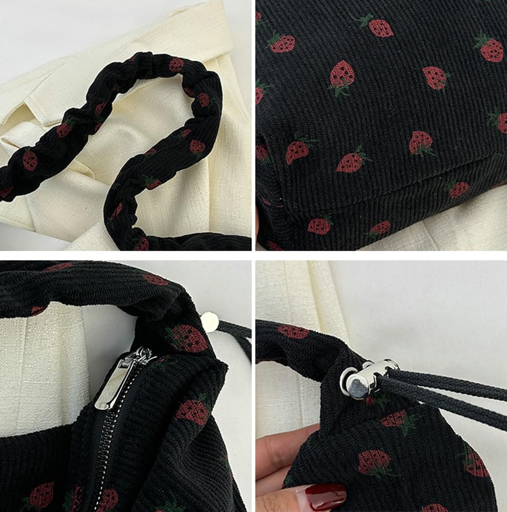 Strawberry Print Shoulder Bag for Women - Cute Tote Purse, Messenger Bag with Large Capacity, Crossbody Satchel Handbag | Perfect for Shopping, Travel & Daily Use