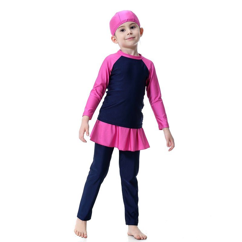 3-Piece Girls Burkini Swimwear Set - Modest Muslim Swimsuits for Kids - Perfect for Beach, Pool & Water Activities