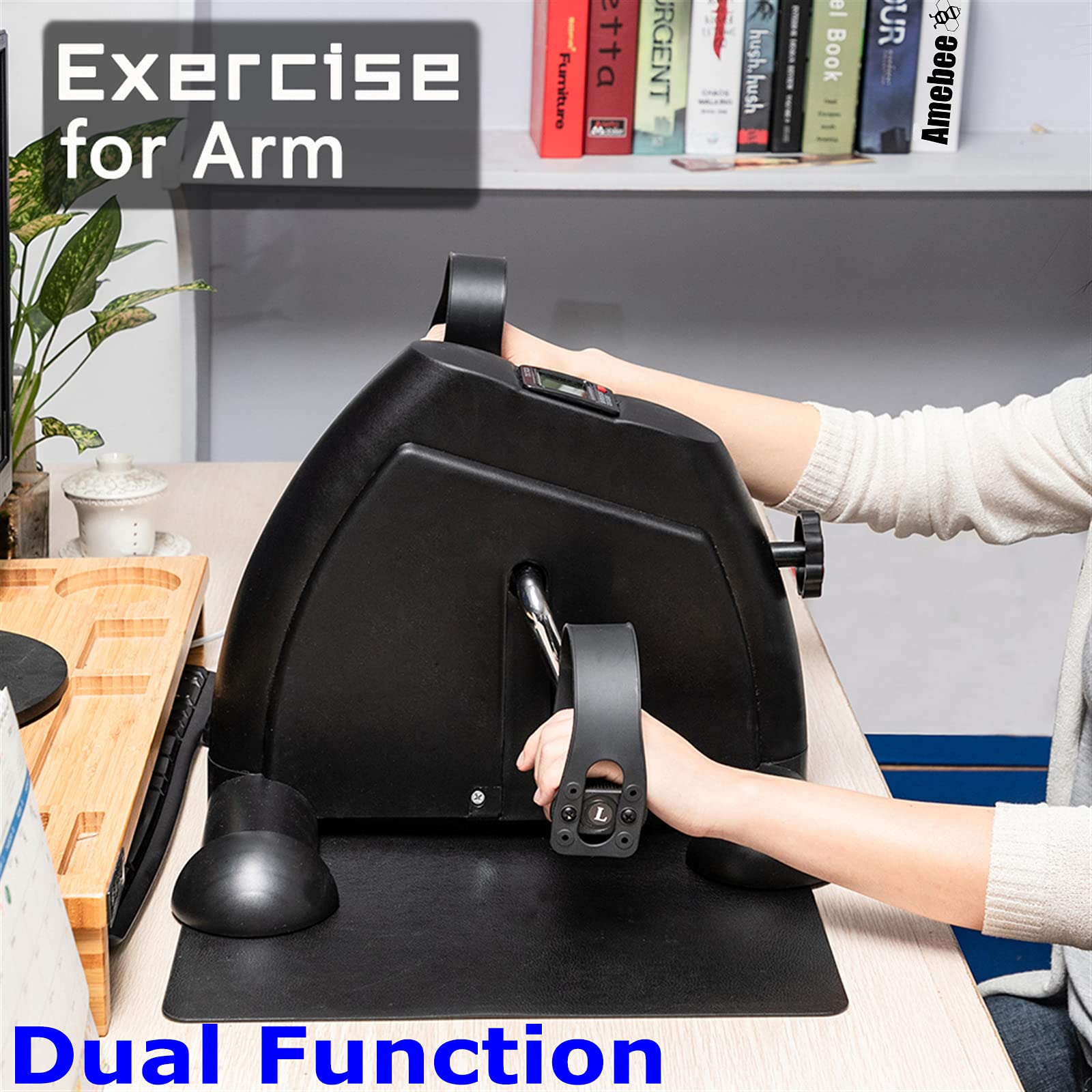 Portable Mini Exercise Bike for Home & Office - Hand & Foot Pedal Fitness Equipment for Strength Training, Cardio Workout - Compact Home Gym Equipment (Black) - Perfect for Small Spaces, Work Breaks & Physical Therapy
