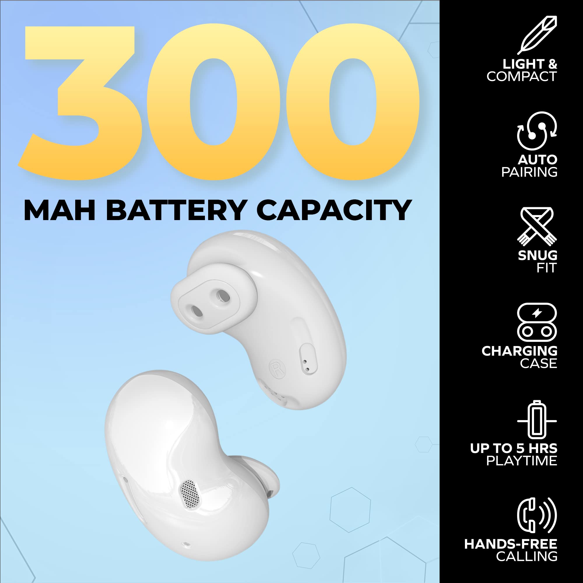 Coby Ultra Slim True Wireless Earbuds with Built-in Mic - Bluetooth 5.0 Headphones, IPX5 Sweatproof & Water Resistant, Alexa & Google Assistant Compatible - Perfect for Gym, Running, Workouts & Commuting (White)