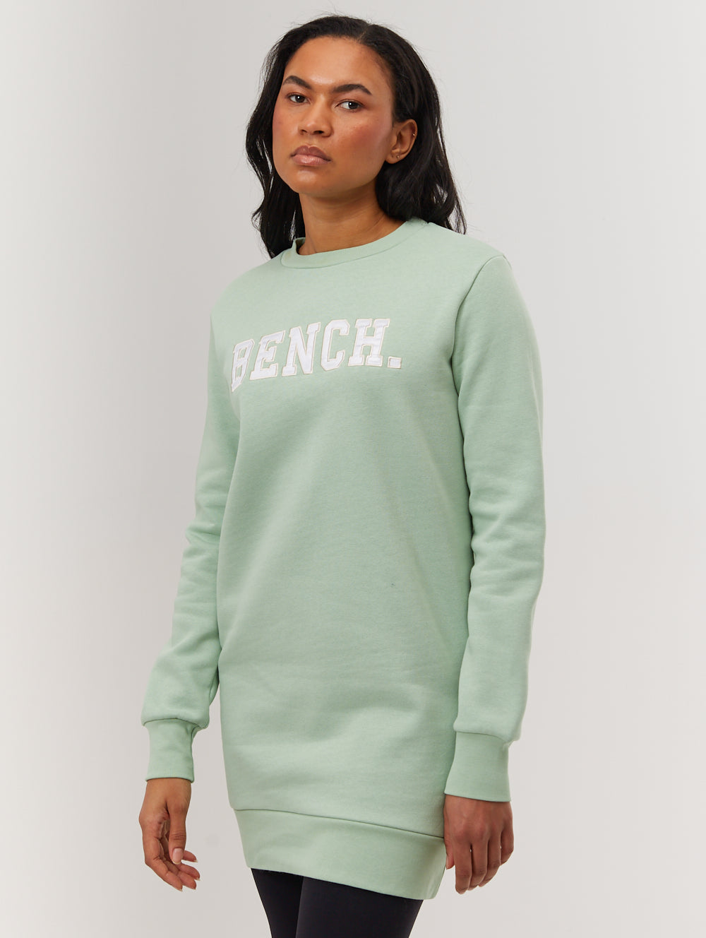 Urlenne Collegiate Logo Crew Neck Sweatshirt Dress for Women - Cozy Oversized Pullover Sweater Dress for Campus, Lounge & Casual Outings
