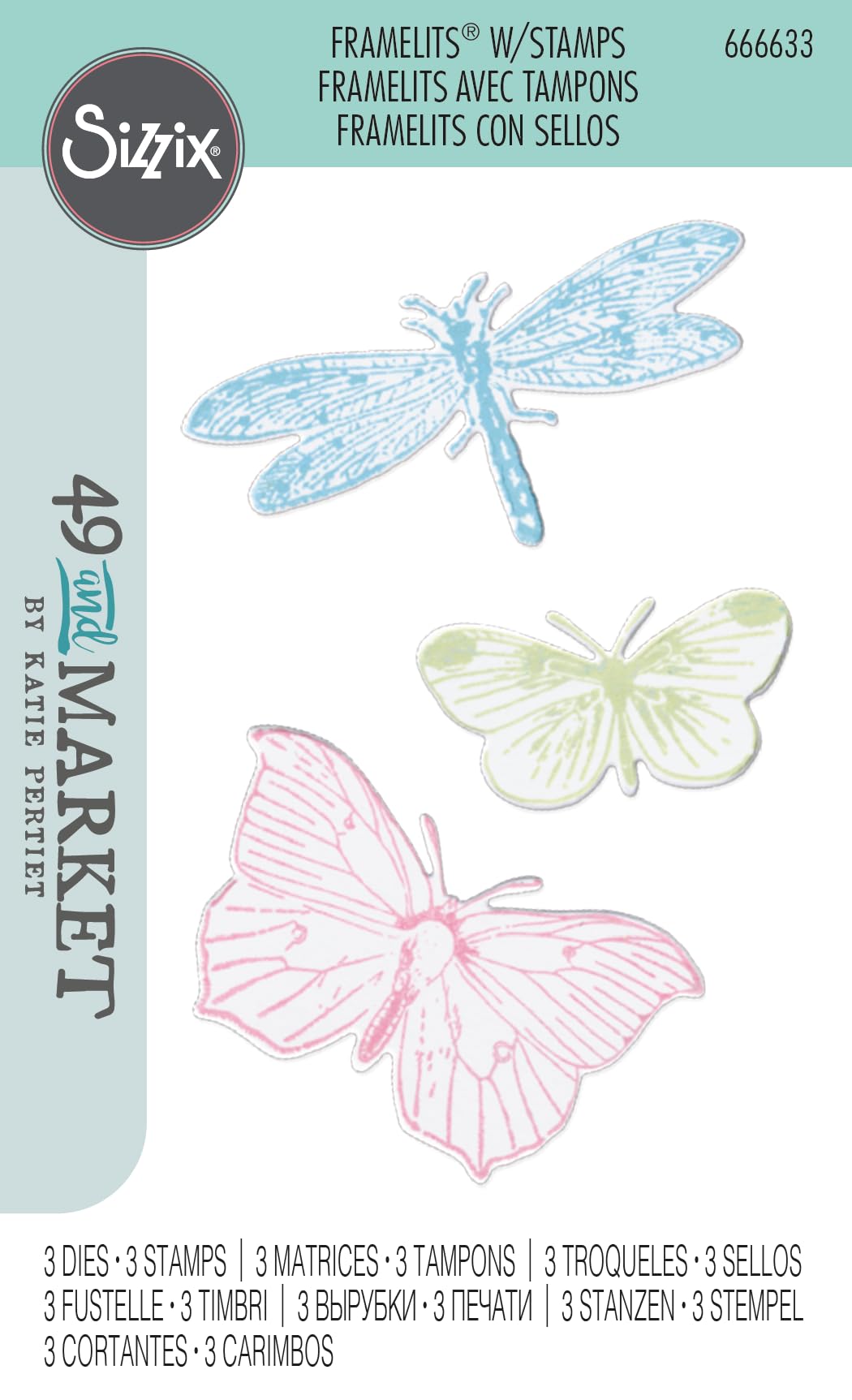 Sizzix Framelits Dies & Stamps - Engraved Wings by 49 and Market | Scrapbooking & Cardmaking Craft Supplies | Perfect for DIY Greeting Cards, Home Decor, and Memory Albums
