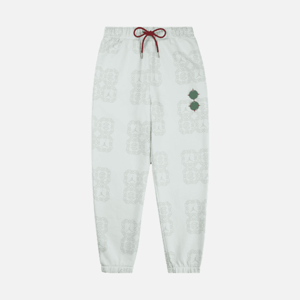 CLOT X Jordan Allover Print Fleece Pants - Jade Green Streetwear Joggers for Men | Comfortable Winter Lounge Pants for Casual Wear & Hip Hop Fashion