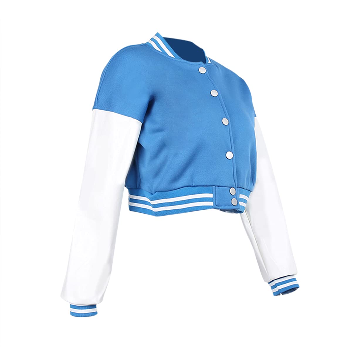 KIRJAUDU Women's Colorblock Patchwork Varsity Baseball Jacket - PU Leather Sleeve Cropped Bomber Jacket Coat for Casual Outfits & Streetwear Fashion
