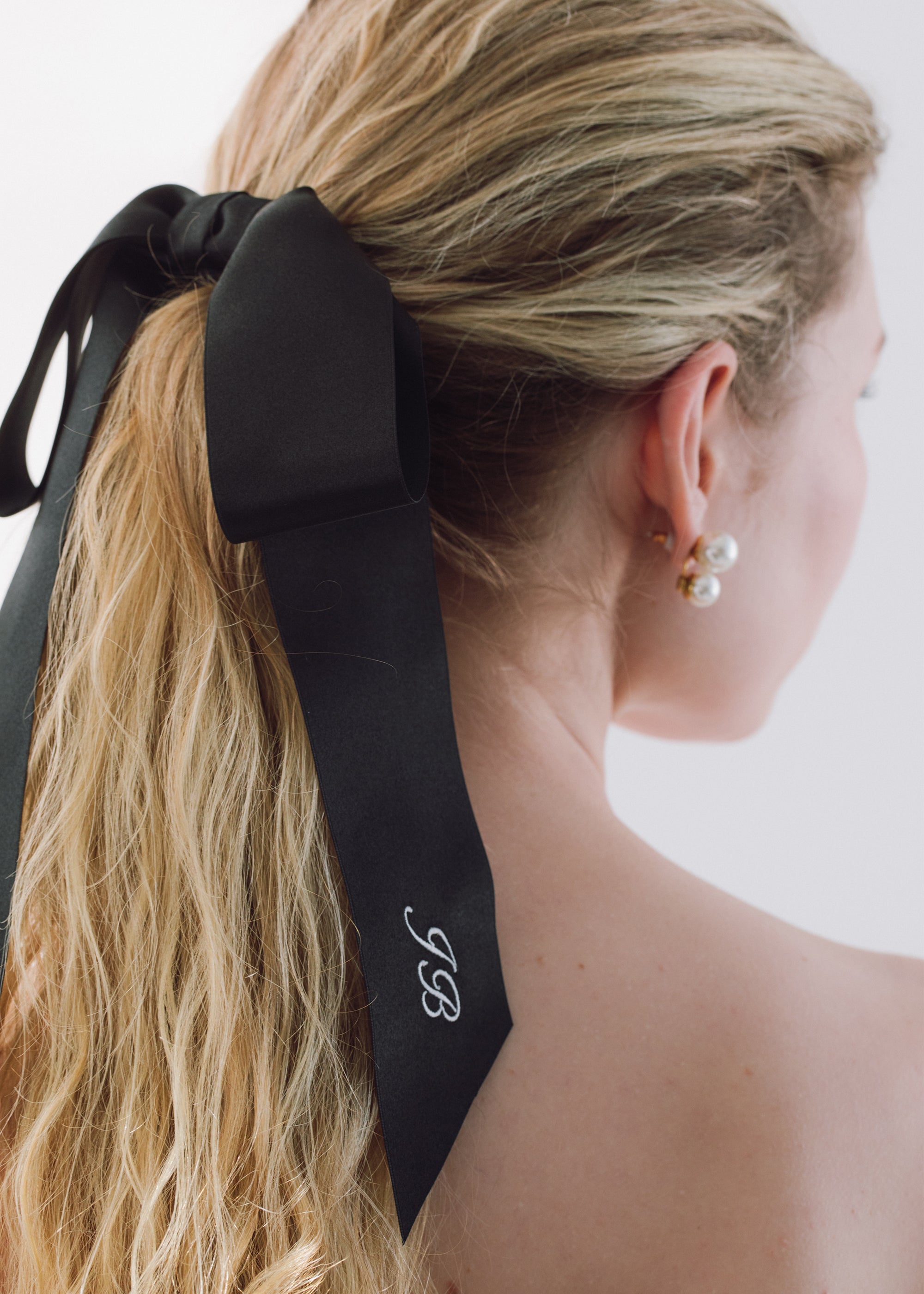 Monogram Adley Satin Bow Barrette Hair Clip - Elegant Black Hair Accessory for Women & Girls - Perfect for Weddings, Parties & Everyday Style
