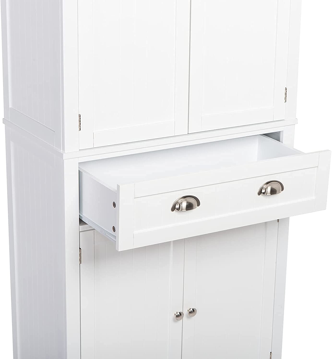 Freestanding Kitchen Pantry Cabinet with Single Drawer & Double Doors - 72 Inch White Storage Cabinet for Living Room, Kitchen, Dining Room - 29.92