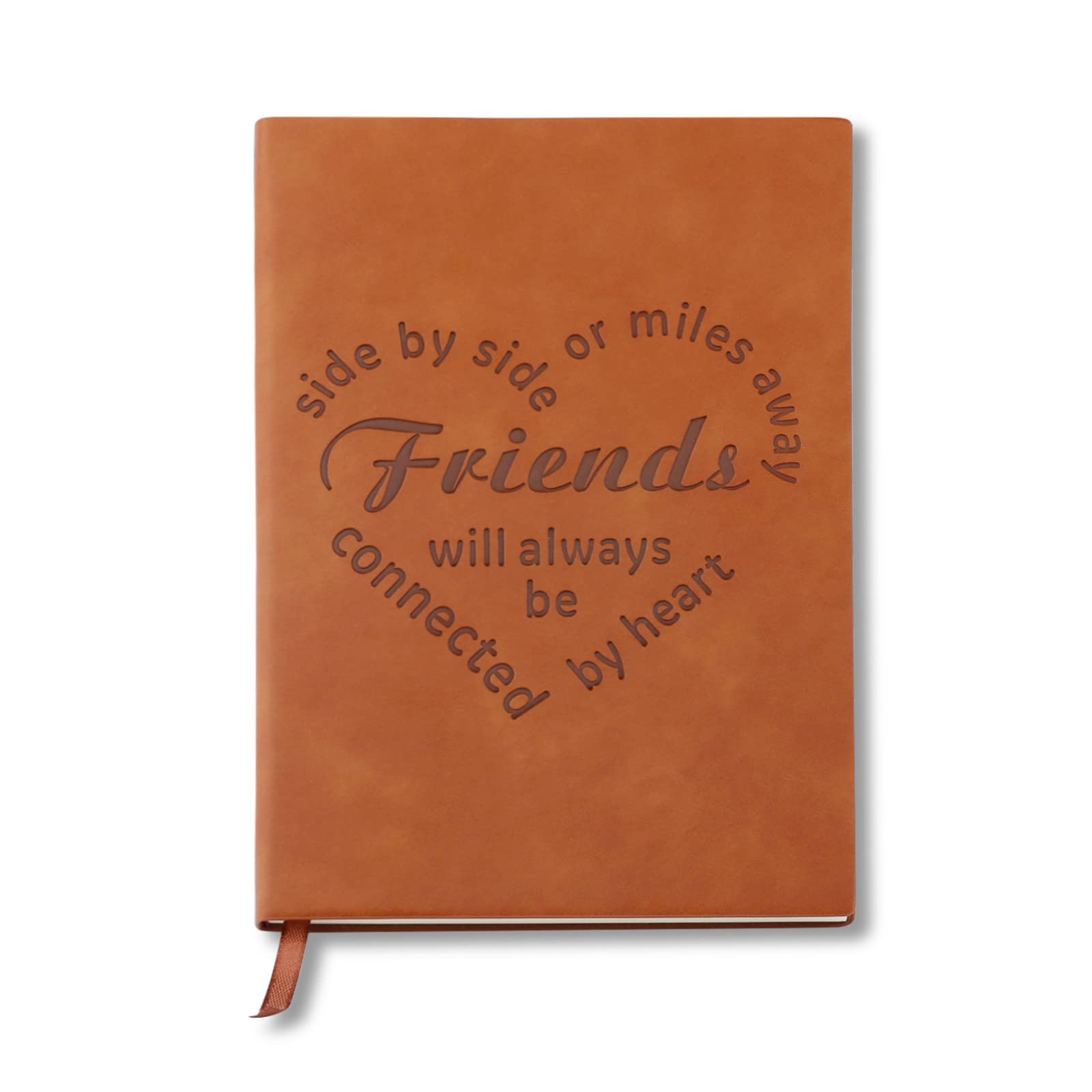 JOHSBYD Best Friends Gifts - Leather Notebook for BFFs, Birthday & Graduation Presents - Side By Side or Miles Away Friends Stay Connected (Brown) - Perfect for Journaling, Memory Keeping & Thoughtful Gifting