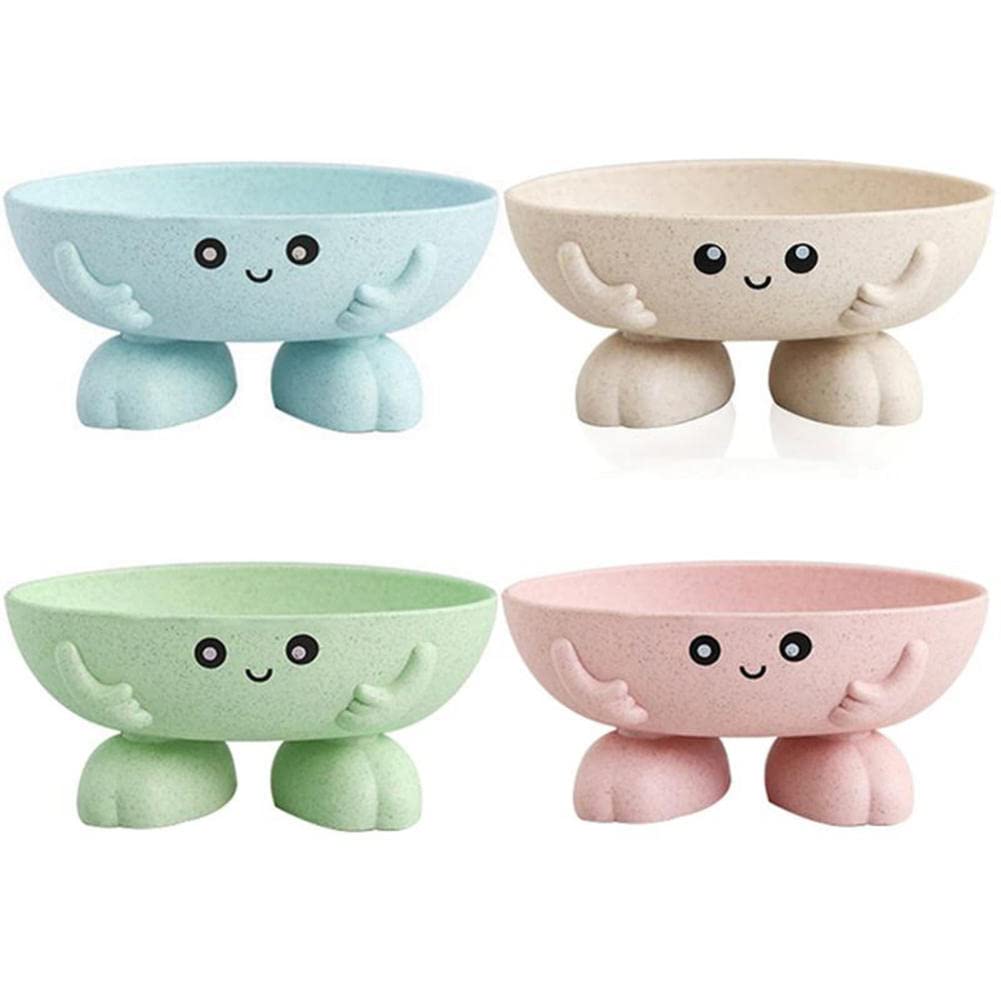 ACGrade Wheat Straw Cartoon-Shaped Soap Dish with Lid - Drainable, Easy to Clean, Bathroom Organizer for Soap Storage (Candy Colors) - Perfect for Kids' Bathrooms, Kitchen Sinks & Travel