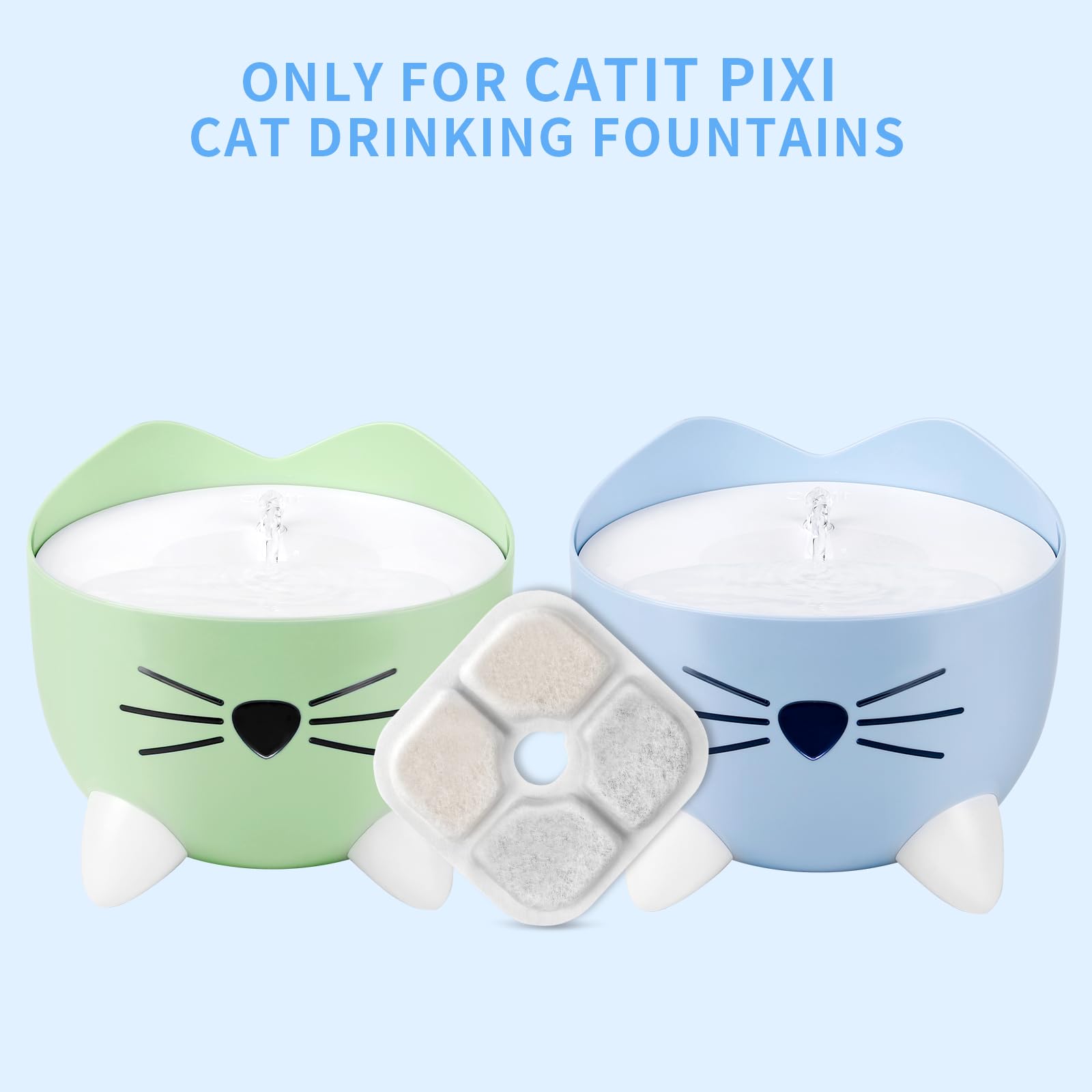 6 Pack Cat Fountain Filters for Catit PIXI Drinking Fountains - Triple Action Water Filters with Activated Carbon & Resin (6 Count) - Keep Your Cat Hydrated with Clean Water for Home & Office Use