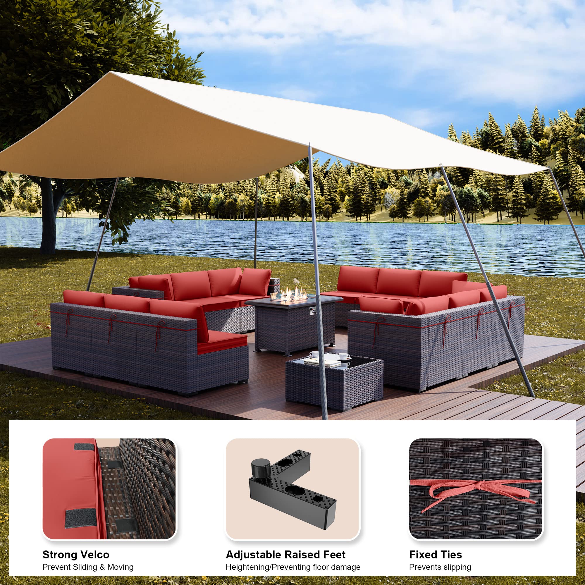 **15-Piece Outdoor Patio Furniture Set with 43