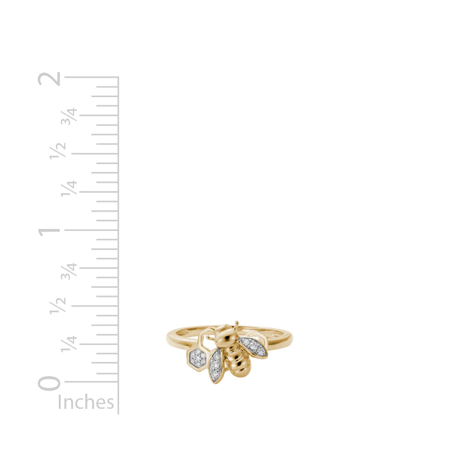 14K Gold Bee and Honeycomb Diamond Ring – Elegant Jewelry for Women, Perfect for Gifts, Anniversaries, and Everyday Wear