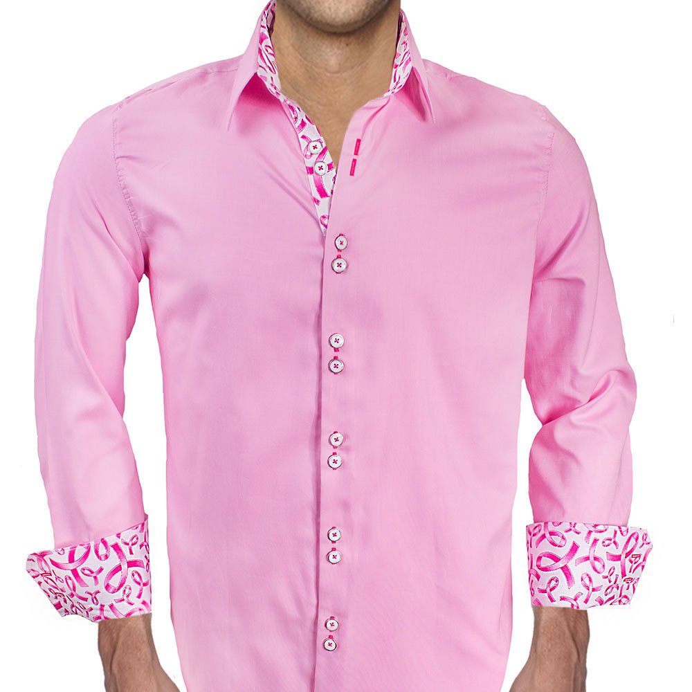 Men's Pink Breast Cancer Awareness Dress Shirts - Premium Quality Made in USA - Perfect for Charity Events, Office Wear & Awareness Campaigns