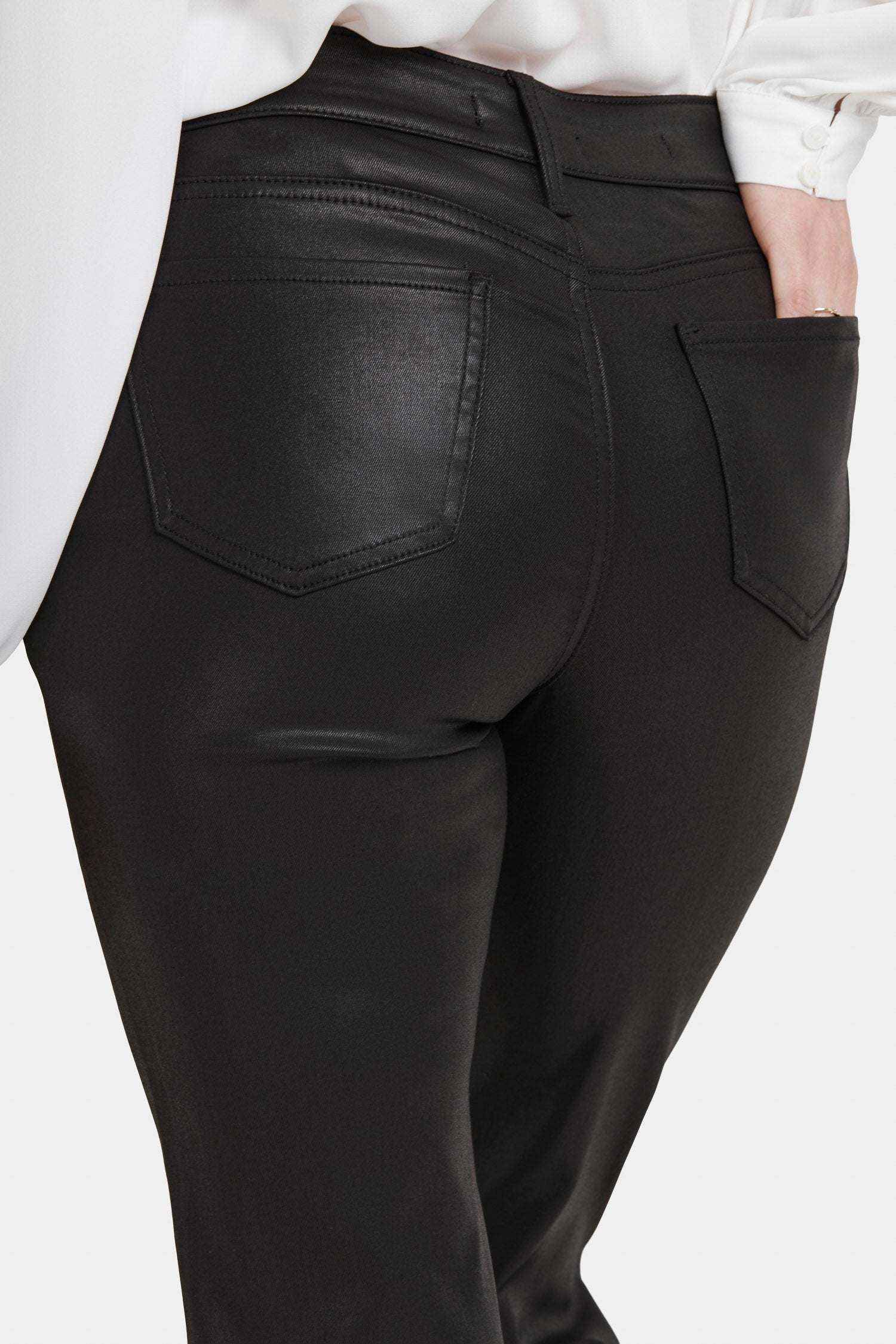 Black Coated Marilyn Straight Petite Jeans for Women - Stylish & Comfortable Skinny Pants for Casual Wear, Office & Night Out