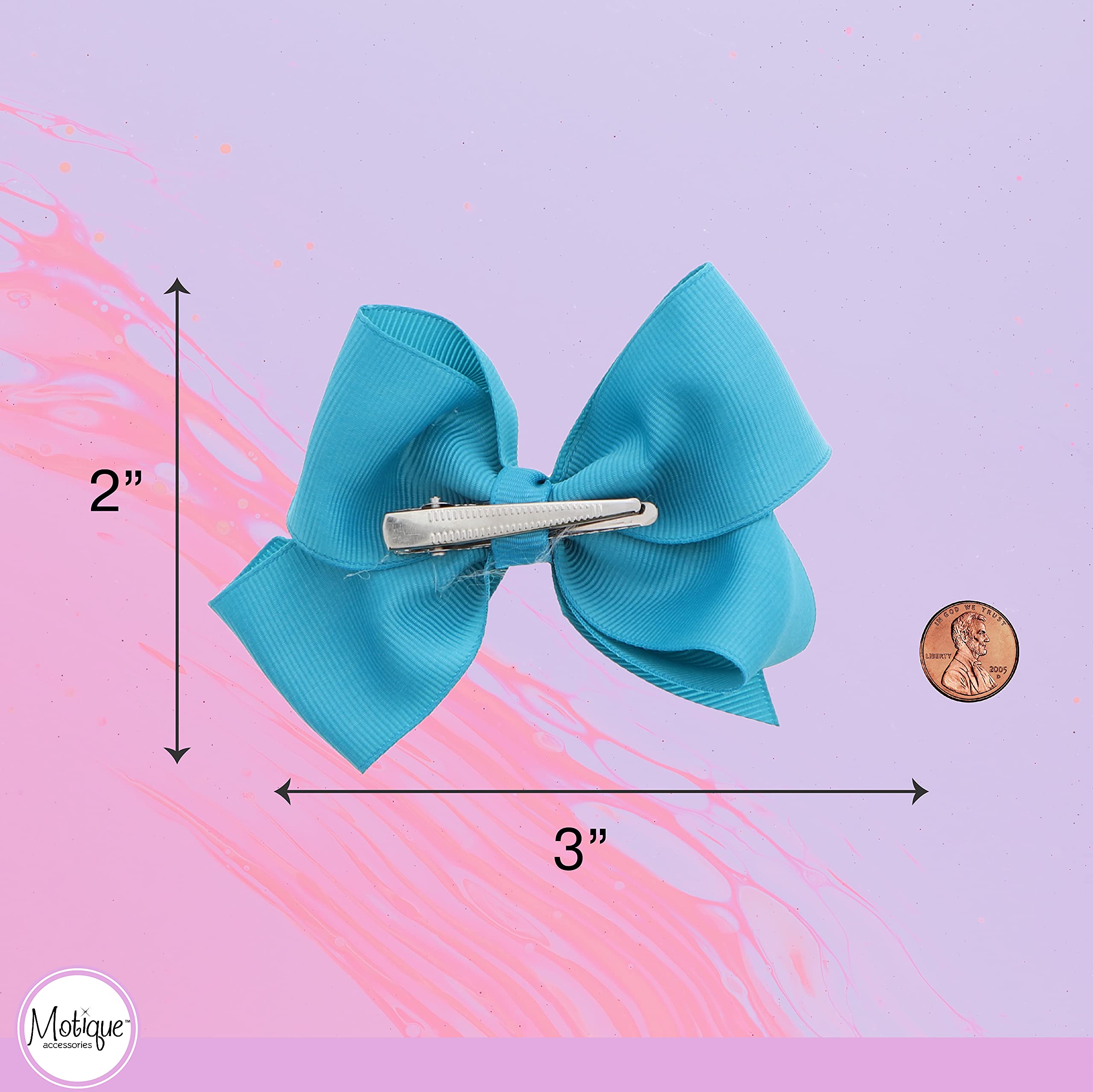3 Inch Grosgrain Ribbon Bows for Little Girls - Set of 6 (Coral, Lavender, Turquoise) - Perfect for Hair Accessories, Birthday Parties, and School Events