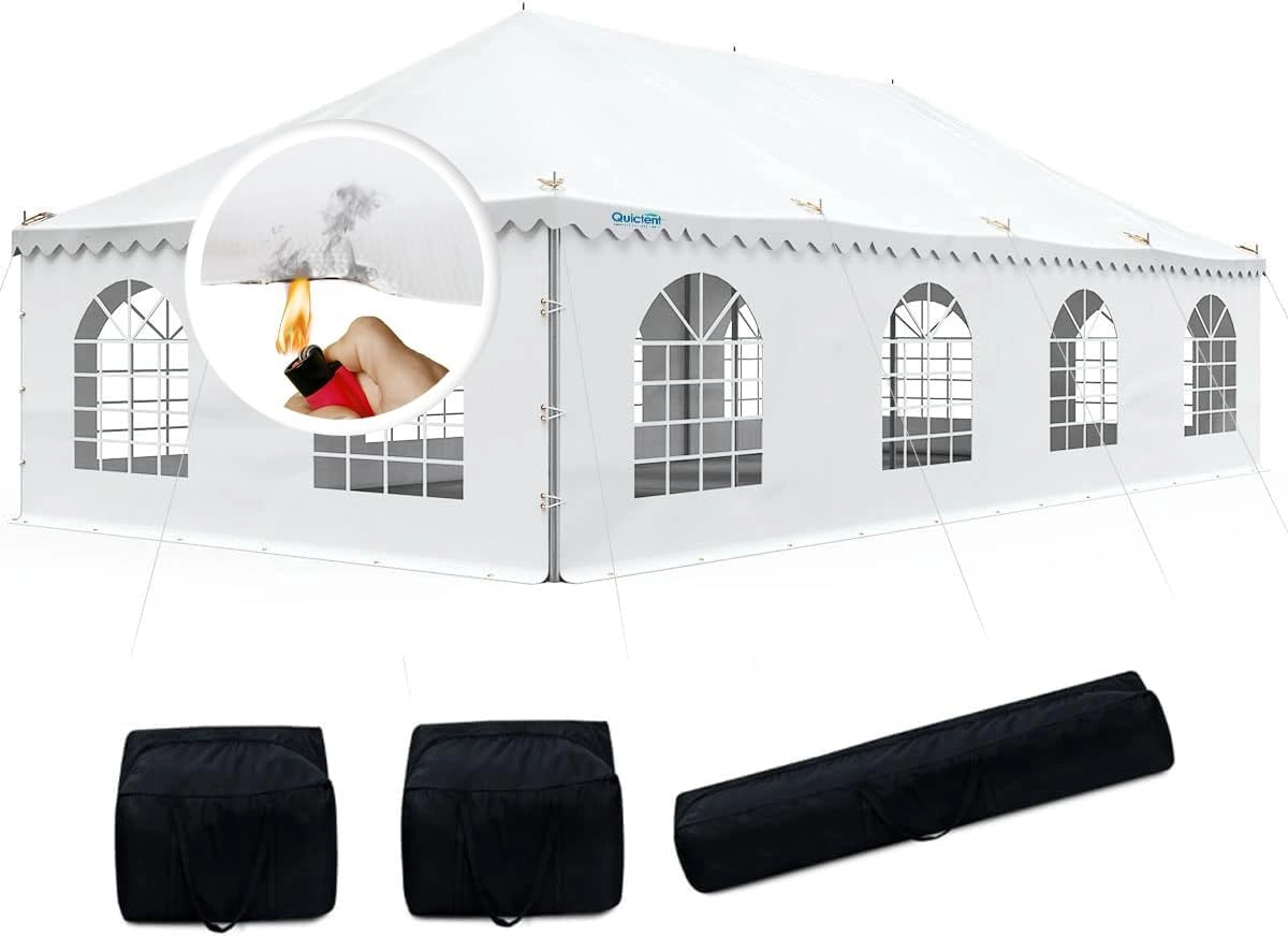 20' x 40' Fire Retardant White Party Tent - Heavy Duty Waterproof Canopy for Outdoor Weddings, Events & Camping