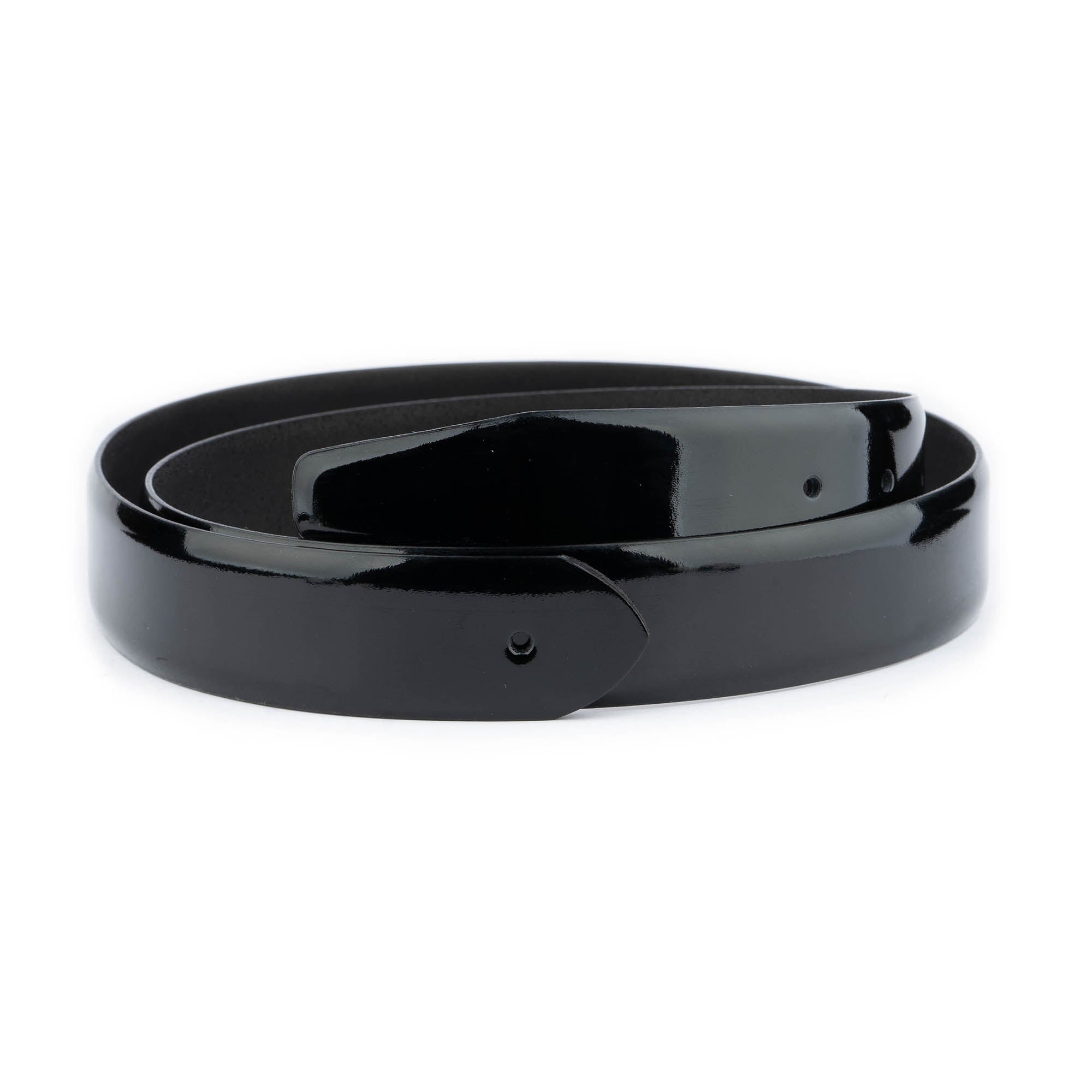 Cartier Men's Black Patent Leather Belt Strap Replacement with Pre-Made Holes | Luxury Accessory for Formal Wear & Business Attire