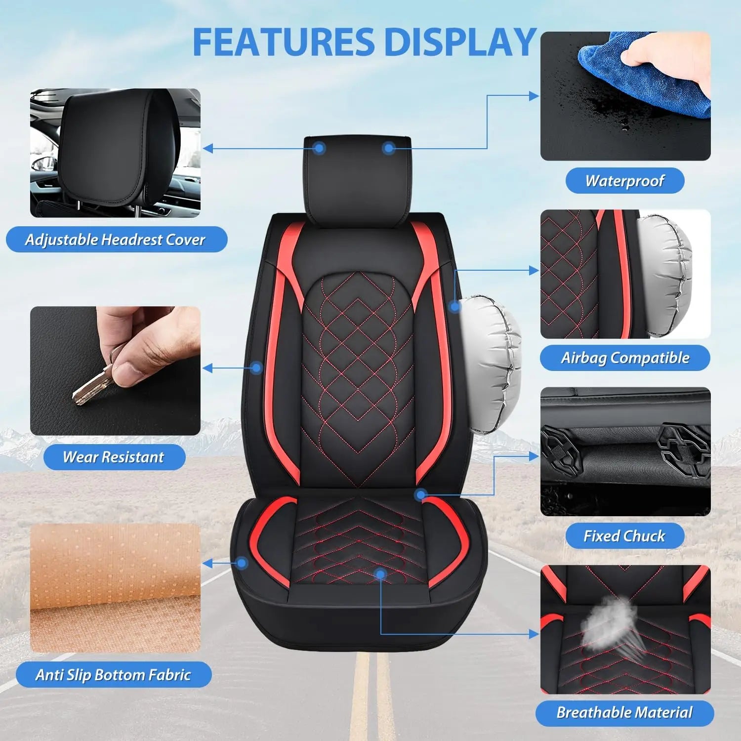 Ford F150 F250 F350 F450 Front Seat Covers (2009-2024) - Universal Fit, Durable Protection for Truck Seats - Perfect for Work, Off-Roading & Daily Commuting