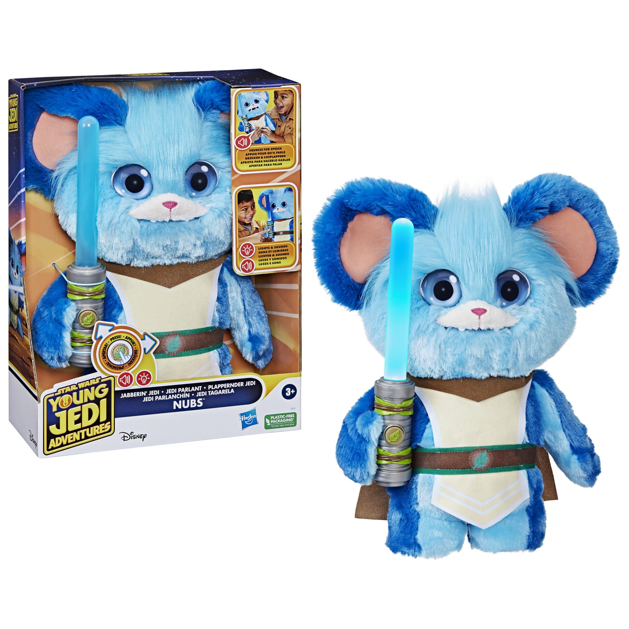 Star Wars Young Jedi Adventures Jabberin' Jedi Nubs Electronic Plush Toy with Lights & Sounds - Interactive Preschool Toy for 3 Year Old Boys & Girls - Perfect for Playtime, Storytelling & Jedi Training Fun