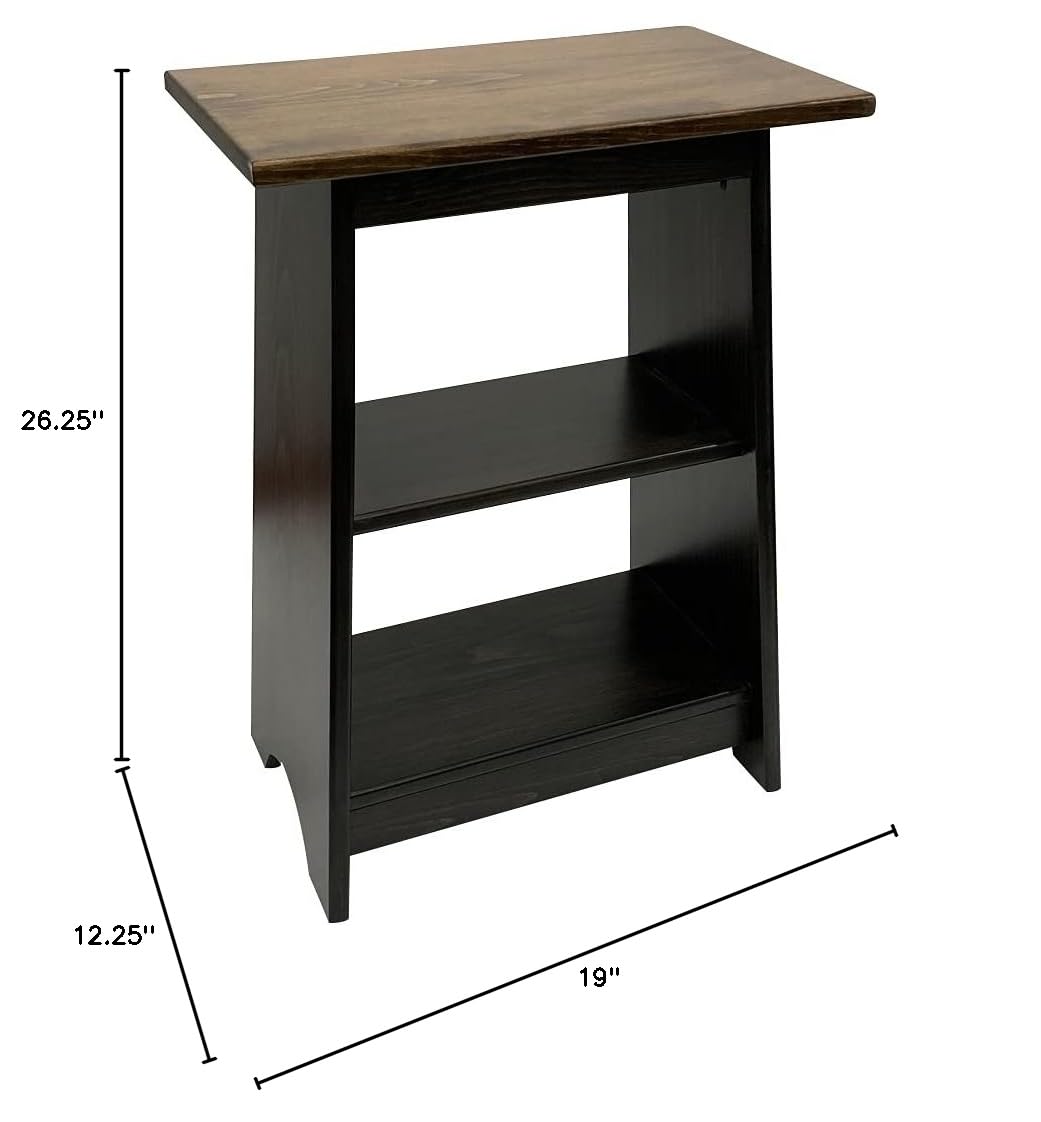 Slim Narrow Accent End Table with Extra Shelves - Durable Mocha Bedside & Living Room Side Table for Small Spaces, Apartment Decor, Lamp Stand - Perfect for Bedrooms, Studios & Cozy Home Settings