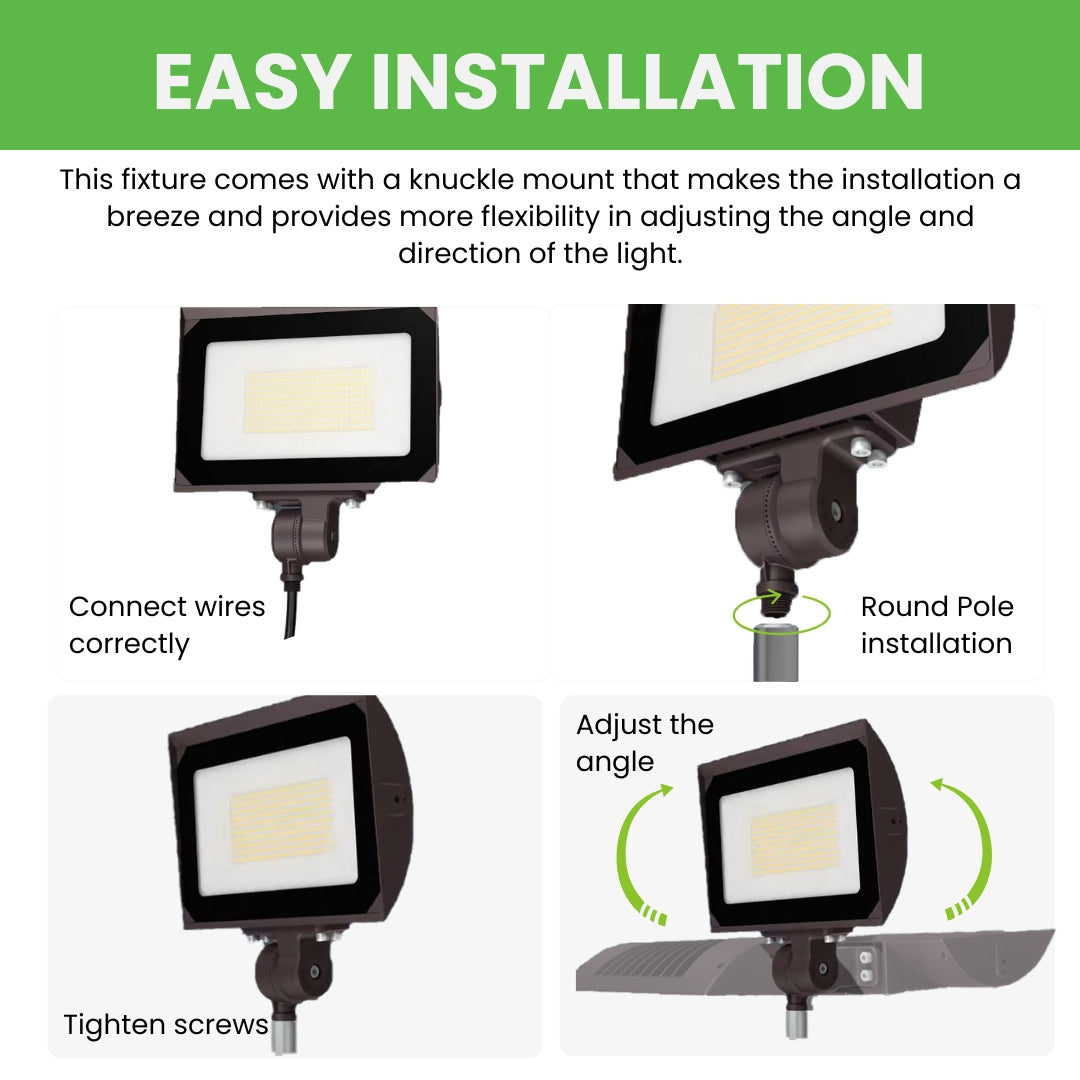 15W LED Flood Light FL3 - 1968lm High Brightness, Knuckle Mount, Landscape Lighting - UL & DLC Certified for Outdoor Security & Garden Illumination