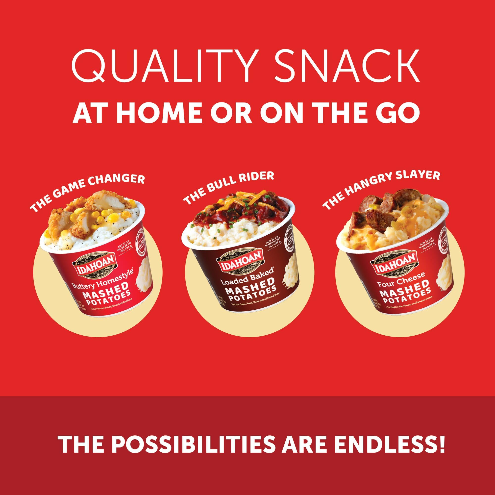Idahoan Buttery Homestyle Mashed Potatoes Cup - 1.5oz (24 Pack) | Instant Mashed Potatoes for Camping, Hiking & Emergency Food Supply | Quick & Easy Side Dish for Home, Office & Travel