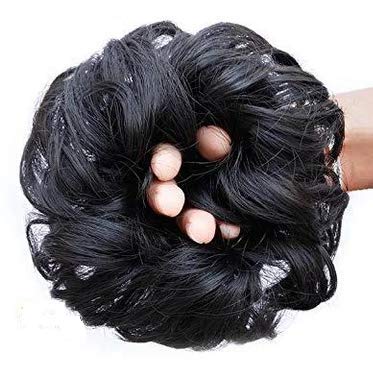 Samyak Synthetic Funky Messy Hair Bun Extension for Instant Updo Hairstyle - 1 Pack, Black - Perfect for Parties, Cosplay & Everyday Fashion