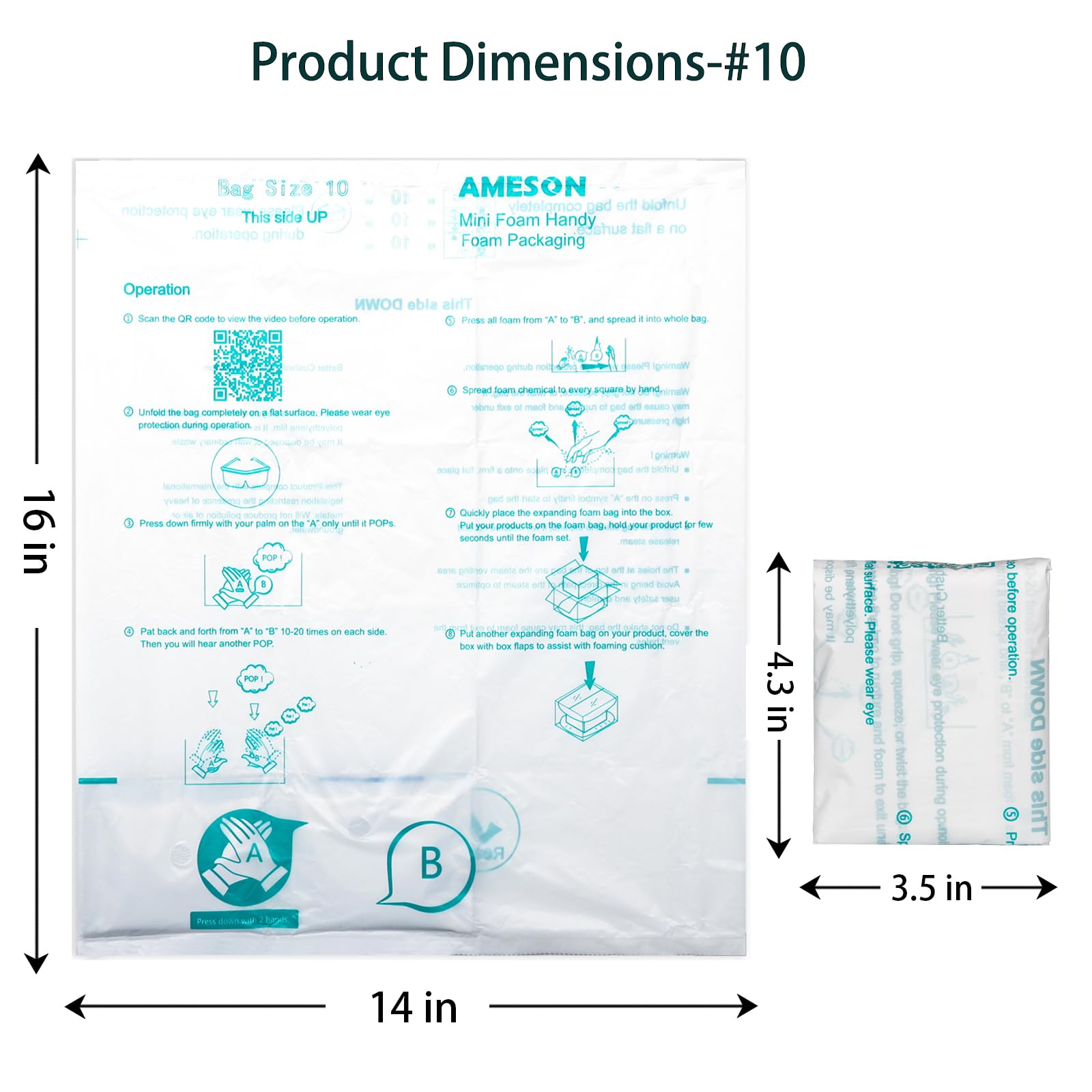MINI AIR EASI Foam Packaging Bags - 26 Pack #10 Expanding Foam Cushioning for 8x8x8 Inch Boxes | Perfect for Shipping Fragile Items, Electronics & Gifts