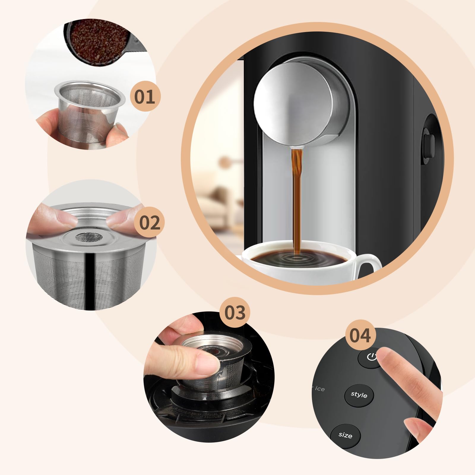 2 Pack Reusable K-Cups for Ninja Dual Brew Coffee Maker - Stainless Steel Refillable Coffee Pods Compatible with Ninja CFP101 & PB051 | Eco-Friendly Coffee Accessories for Home & Office Brewing