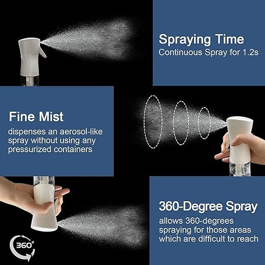 BANIRA Refillable Empty Water Spray Bottle for Hair Styling, Plants, Cleaning, Cooking, Misting & Skin Care - Perfect for Home, Salon, Garden, and Beauty Routine