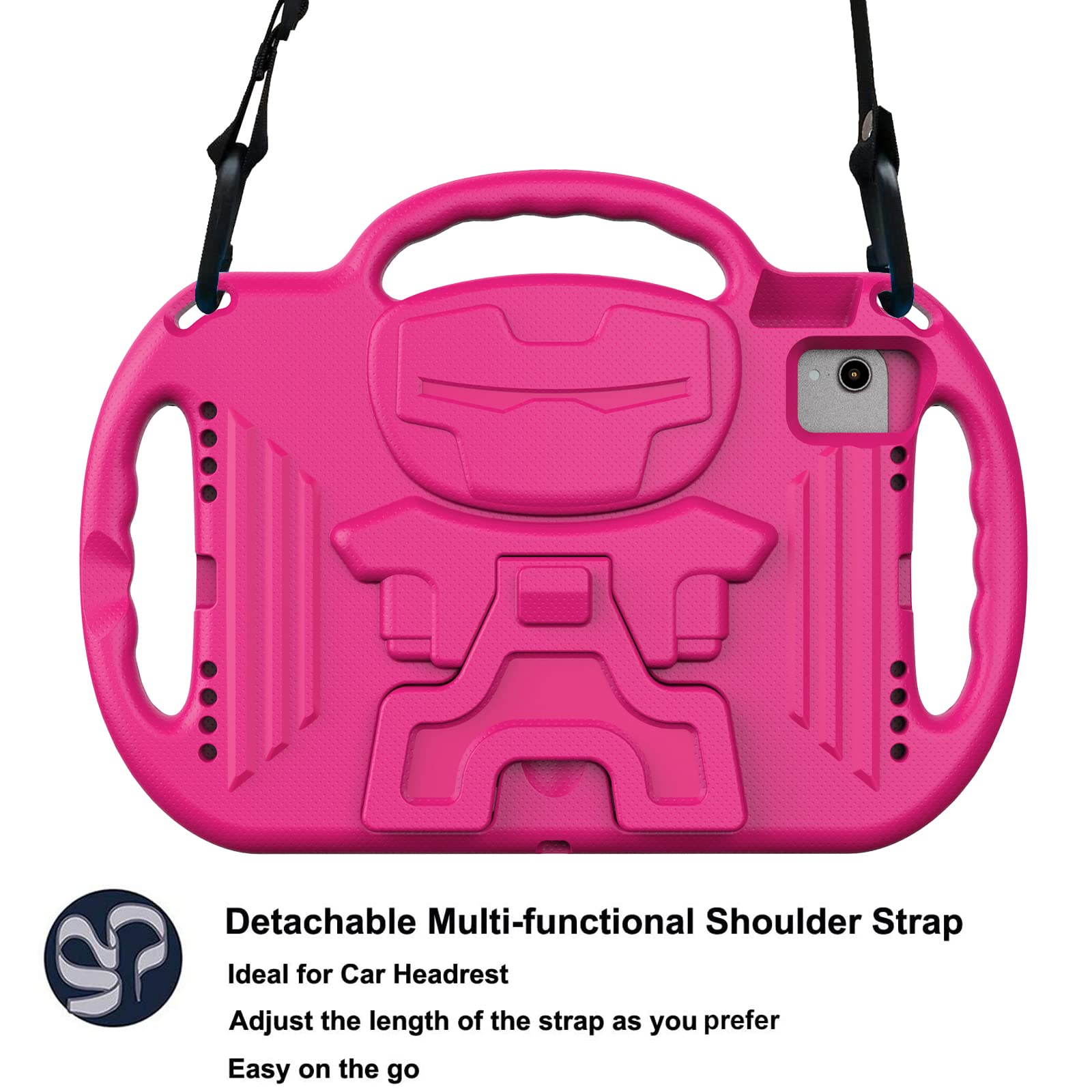 LTROP Kids Shockproof iPad Case for iPad Air 6th/5th/4th Gen & Pro 11 (2024/2022/2020 Models) - Durable Protective Cover with Shoulder Strap, Handle & Stand for 10.9-11 inch Tablets (Rose Pink) - Perfect for School, Travel & Home Learning