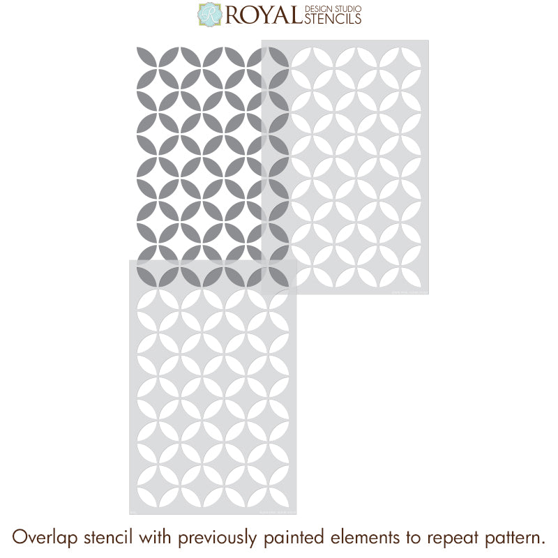 Endless Moorish Circles Moroccan Stencil - DIY Wall Art, Tile & Fabric Design Template for Home Decor and Craft Projects