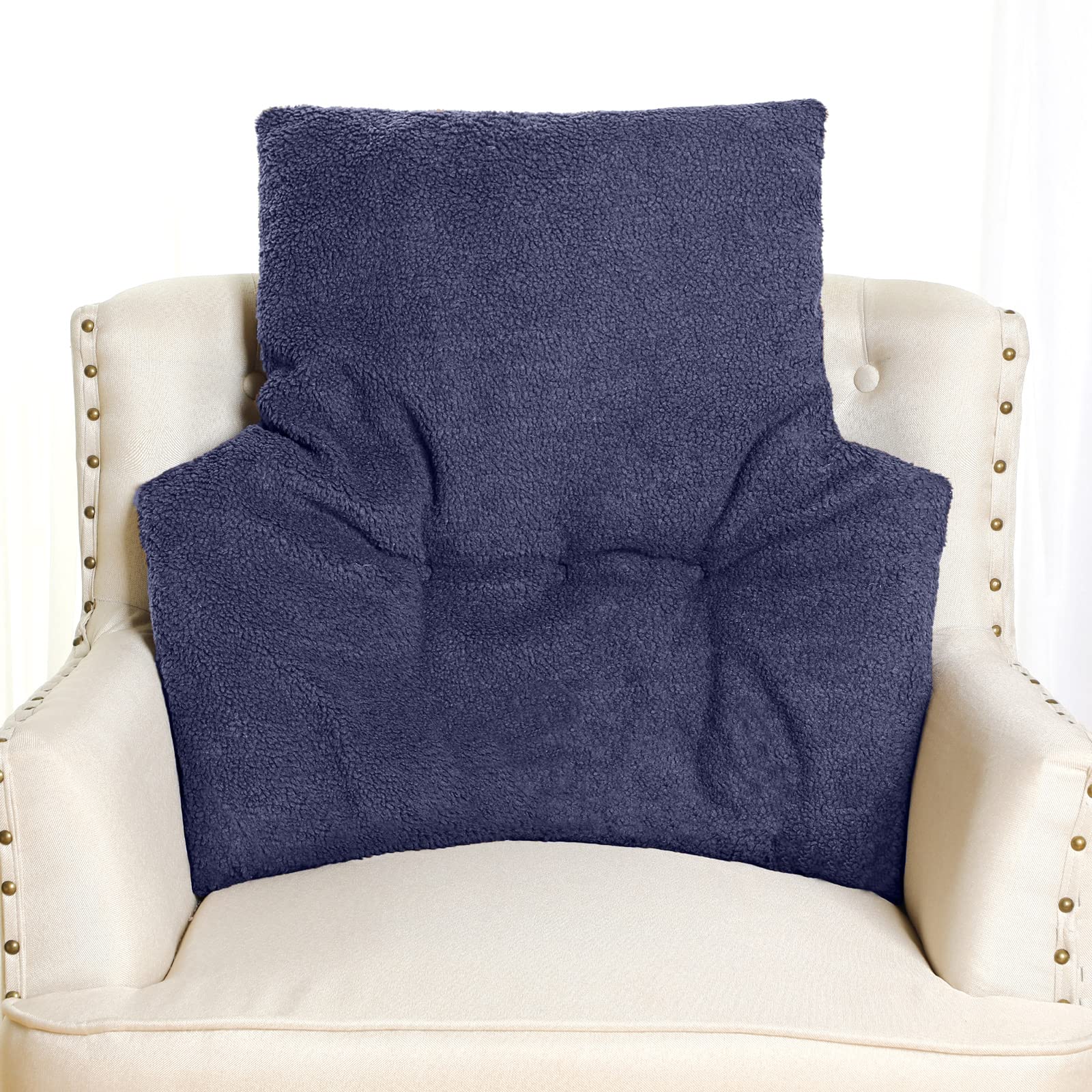 **Weysat Fleece Lumbar Support Pillow for Recliners & Office Chairs - Orthopedic Back Cushion for Pain Relief, Reading & Relaxing on Sofa, Couch, or Bed (Dark Blue) - Perfect for Work, Travel & Home Comfort**