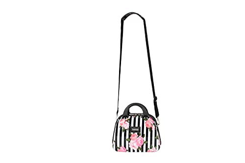 **Betsey Johnson Lightweight Small Hardshell Cosmetic Case - Adjustable Shoulder Strap Travel Makeup Bag for Women & Girls - Multi-Functional Toiletry Organizer (Girls Print) - Perfect for Travel, Gym & Daily Use**