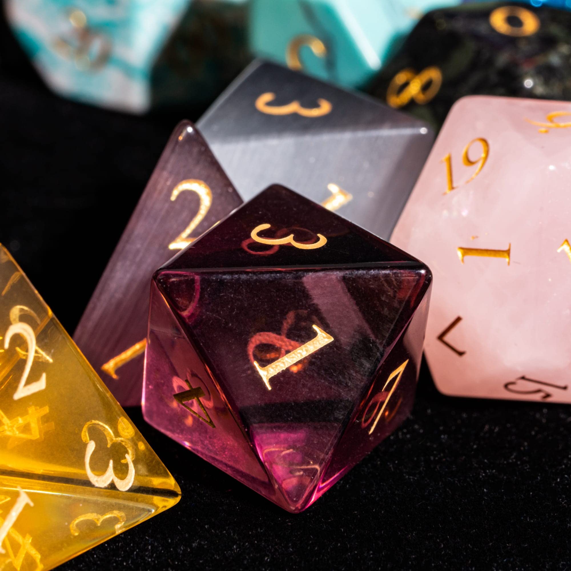 Premium UDIXI 7-Piece Gemstone DND Dice Set for Dungeons & Dragons, MTG & RPG Tabletop Games - Mysterious Stone Polyhedral Dice in Elegant Gift Case - Perfect for Game Nights, Collector's Gifts & Fantasy Roleplaying
