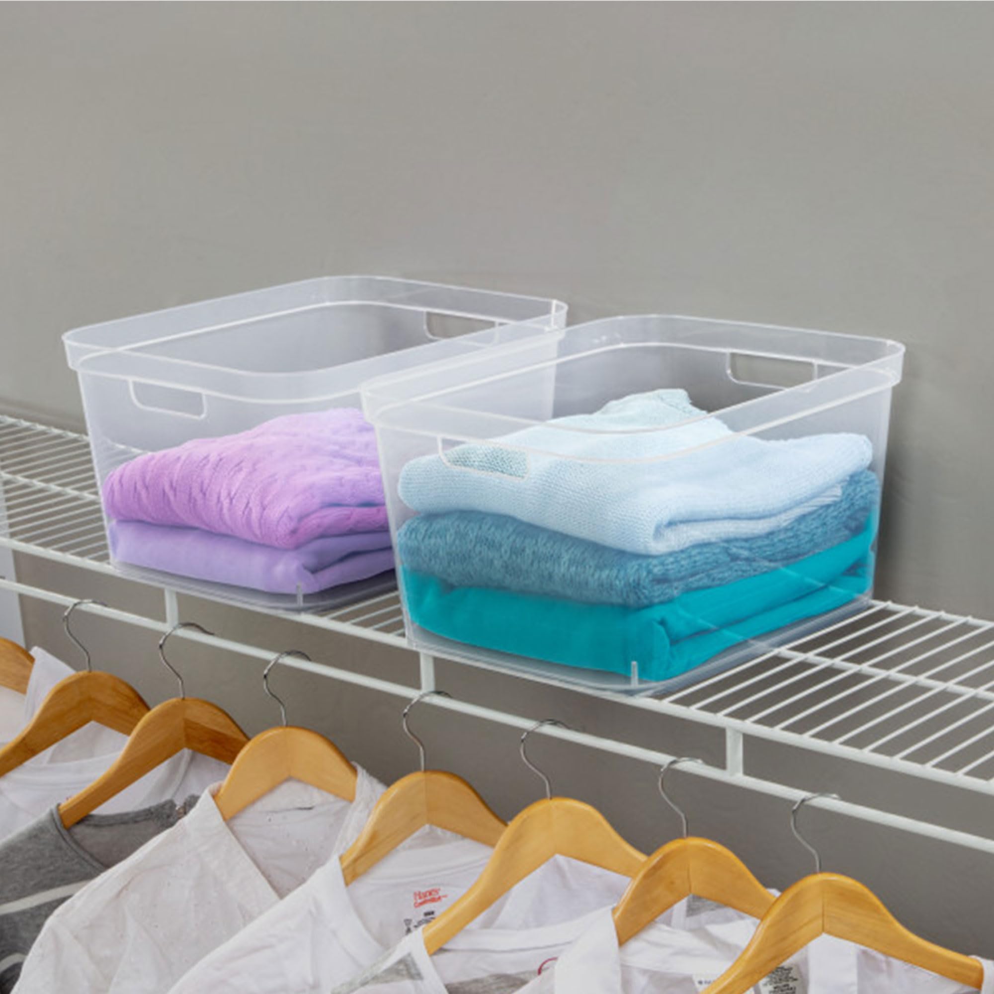 Sterilite 8.25x12.25x15 Inch Clear Plastic Storage Bins with Comfort Handles - 24 Pack for Home Organization, Office Supplies & Closet Storage - Durable Stackable Containers for Toys, Clothes & Household Items