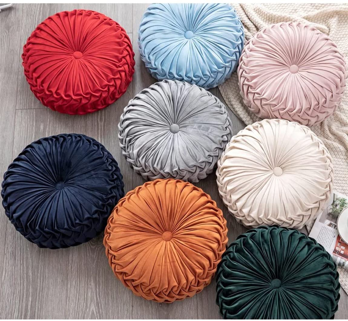 3D Velvet Round Throw Pillow - Soft Pumpkin Decorative Cushion for Couch, Bed, Floor & Car Decor (Grey) | Cozy Home Accent & Seasonal Fall Decorating