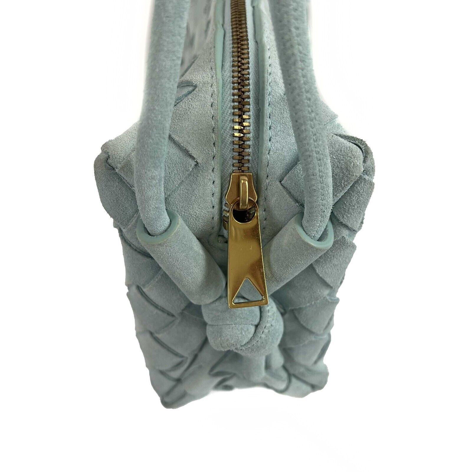 Bottega Veneta Loop Small Intrecciato Crossbody Bag in Washed Teal & Gold Leather - Stylish Shoulder Bag for Women, Perfect for Date Night, Shopping & Travel Accessories