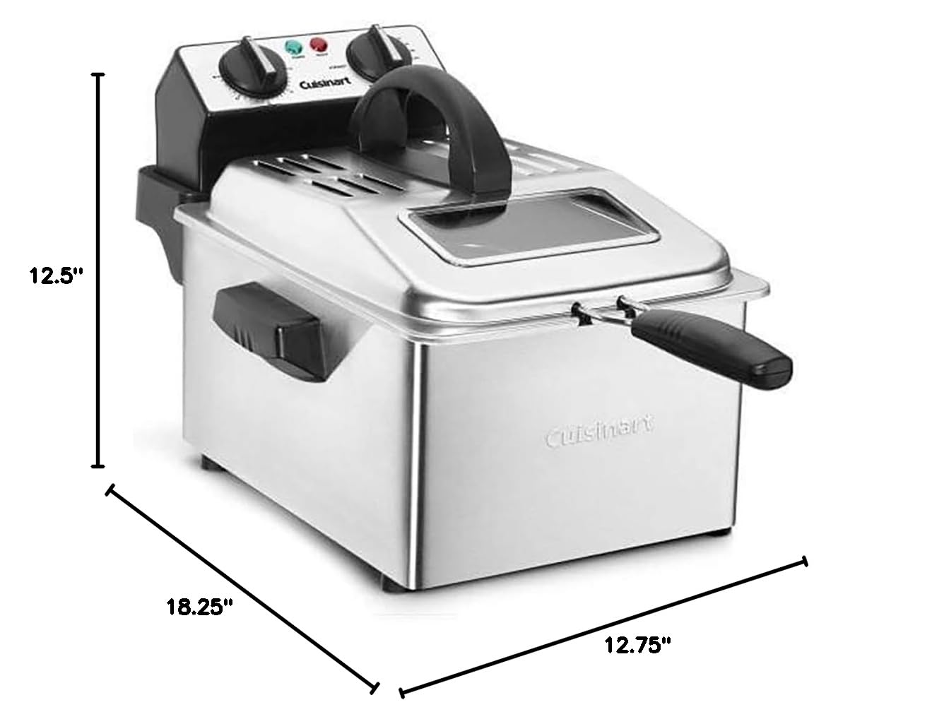 Cuisinart CDF-200P1 Professional Stainless Steel Deep Fryer - 1 Gallon Capacity for Home & Restaurant Use - Perfect for Frying Chicken, Fish, French Fries & More