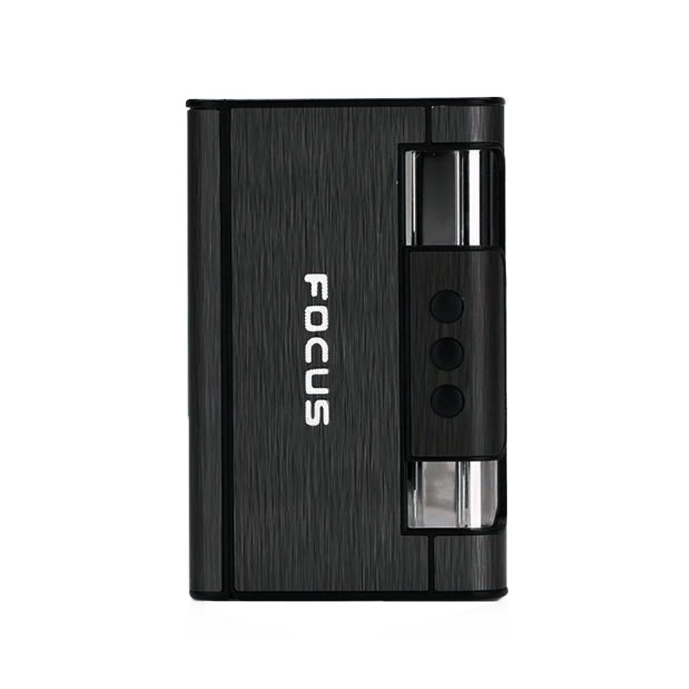 Premium Black Cigarette Case Dispenser with Butane Jet Torch Lighter - Holds 8 Cigarettes | Compact & Durable Metal Design | Perfect for Travel, Outdoor Smoking & Everyday Carry