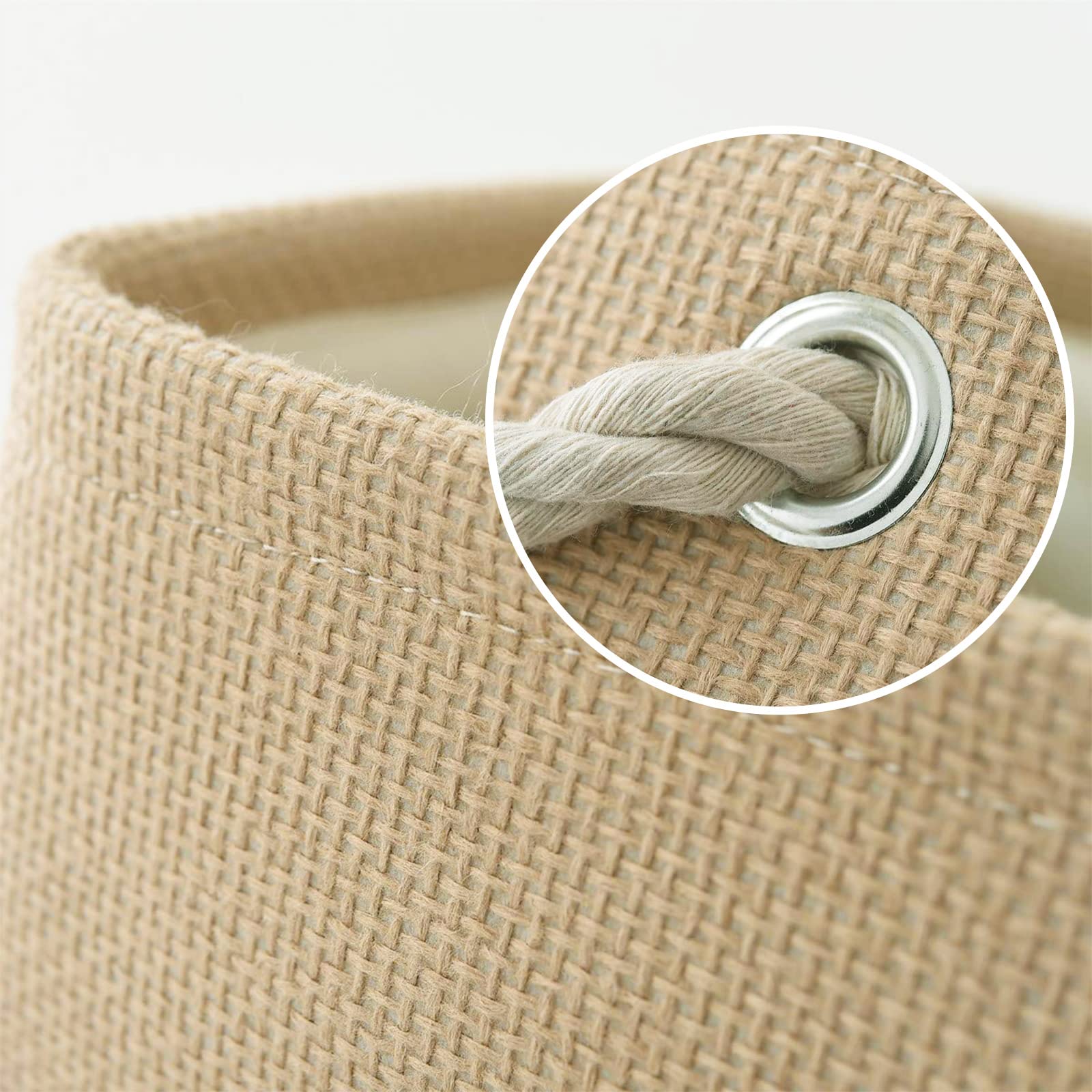 Decorative Fabric Storage Basket with Handles - Rectangular Clothes Organizer Bin for Home, Bedroom & Closet (Beige, Medium 13.8
