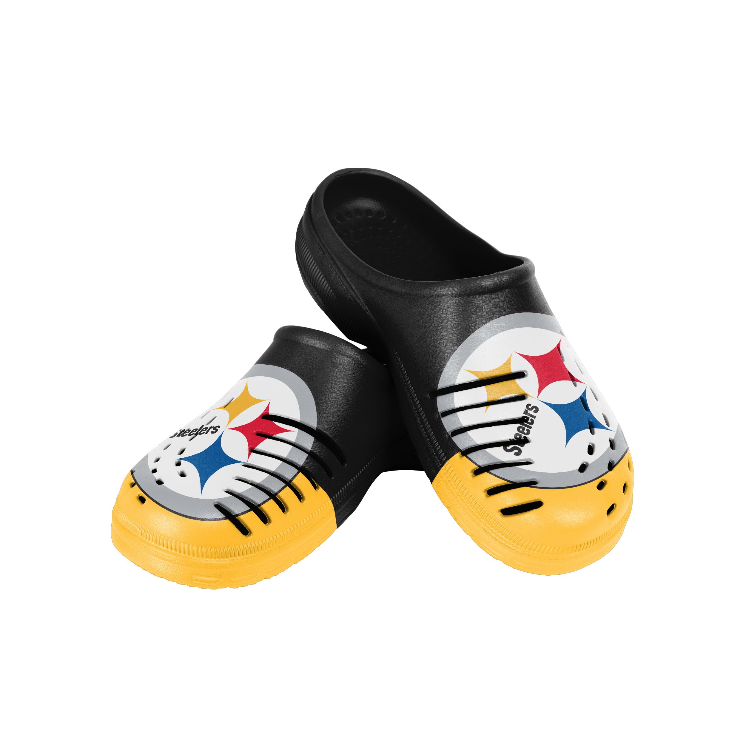 FOCO NFL Men's Big Splash Team Logo Solid Clogs - Comfortable Waterproof Slip-On Shoes for Beach, Pool, and Outdoor Activities