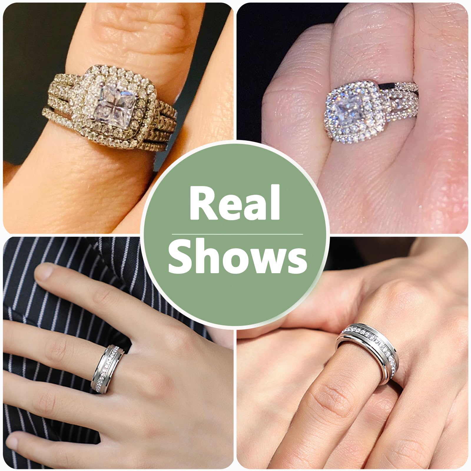 Premium Tungsten Wedding Rings Set for Him & Her - 2.3Ct AAAAA CZ Princess Cross Design in 925 Sterling Silver - Sizes 5-13 - Perfect for Anniversaries, Engagements & Couple Gifts