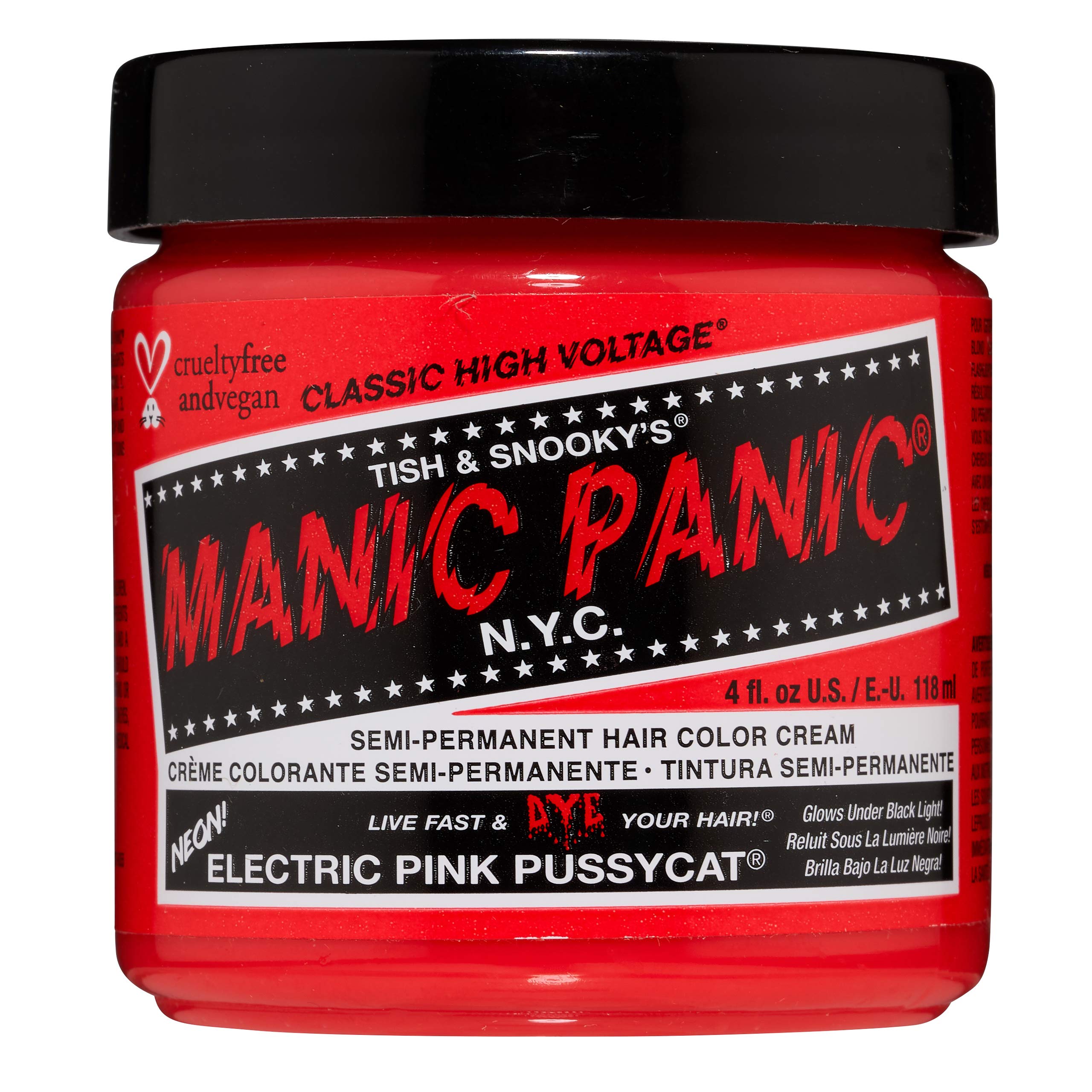 Manic Panic Electric Pink Pussycat Hair Dye - Vibrant Semi-Permanent Hair Color for Bold Looks | Perfect for Punk, Cosplay & Creative Hairstyles