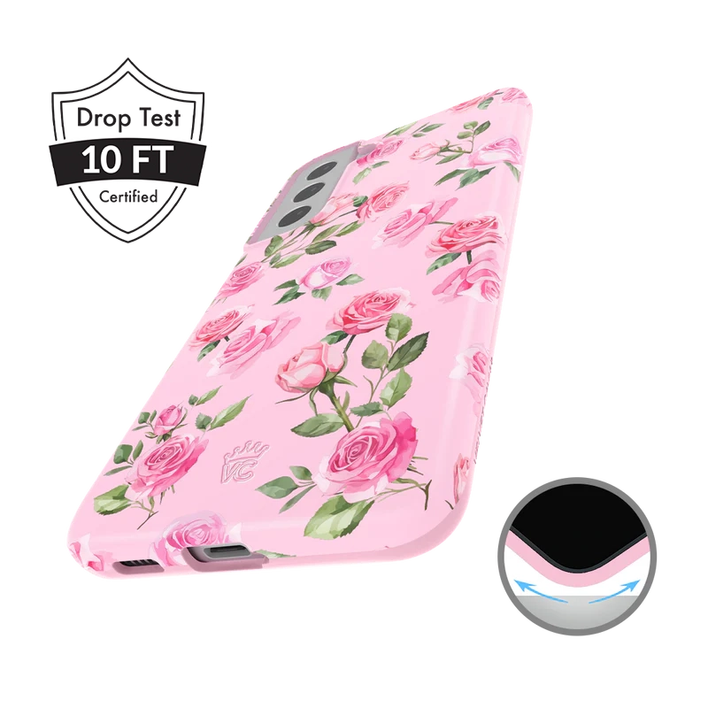 Pink Rose Floral Samsung Phone Case - Cute Protective Cover for Samsung Galaxy [Model] - Perfect Gift for Women, Girls, Teens - Ideal for Everyday Use, Birthday, Valentine's Day