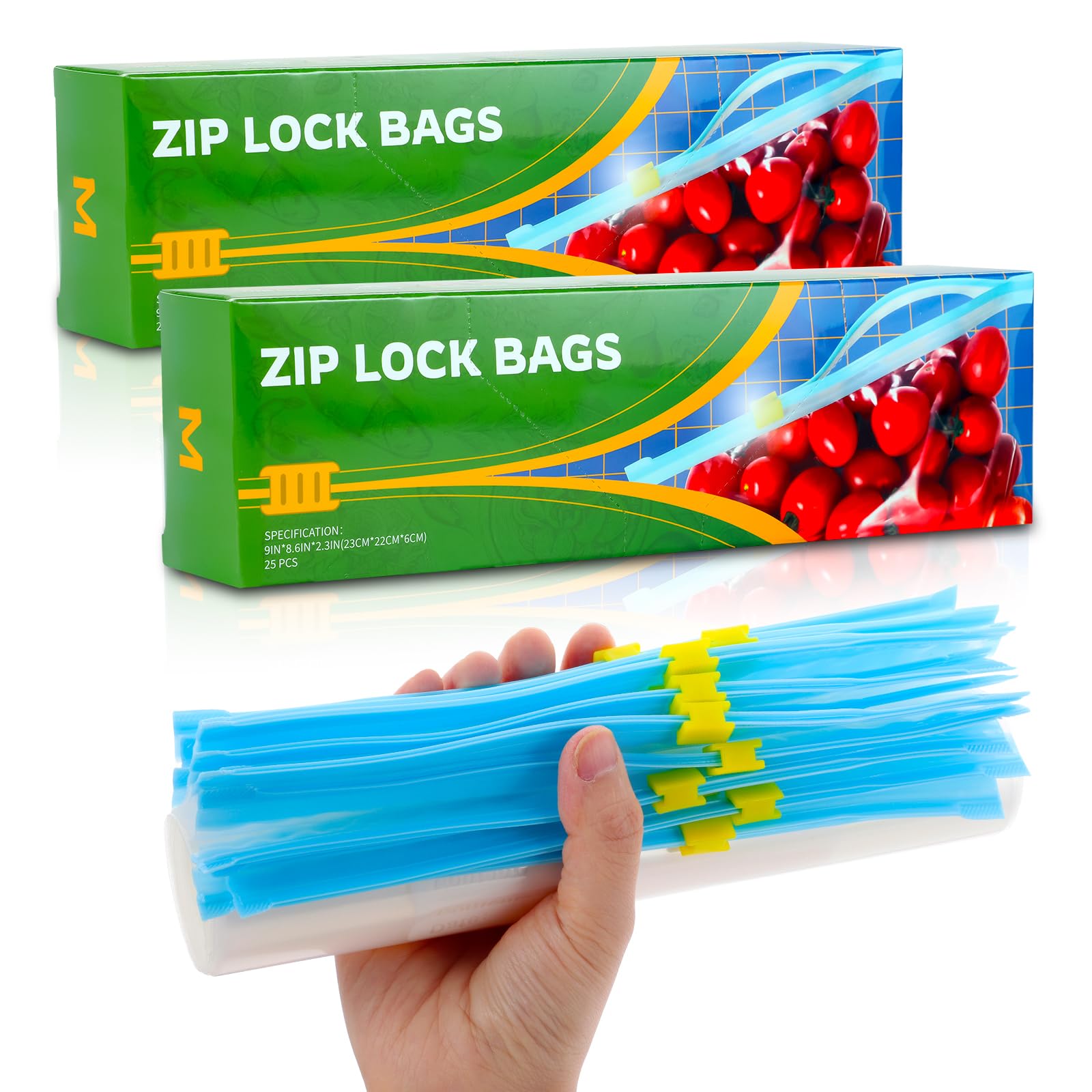 50 Pcs Reusable BPA Free Zip Lock Bags - 2.27L Expandable Bottom Food Storage & Freezer Bags for Sandwich, Fruits, Vegetables, Meat, Grains | Perfect for Meal Prep, Picnics & Home Organization
