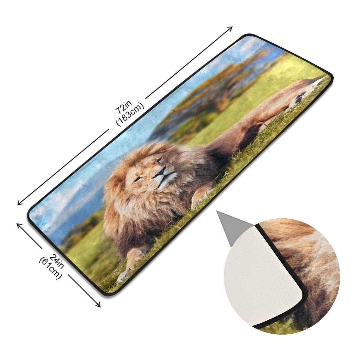 ALAZA Lion Landscape Nature Scenery Collection Area Rug - 2' x 6' Non-Slip Floor Mat for Living Room, Bedroom, Kitchen - Perfect for Home Decor, Pet Play Area & Kids Room