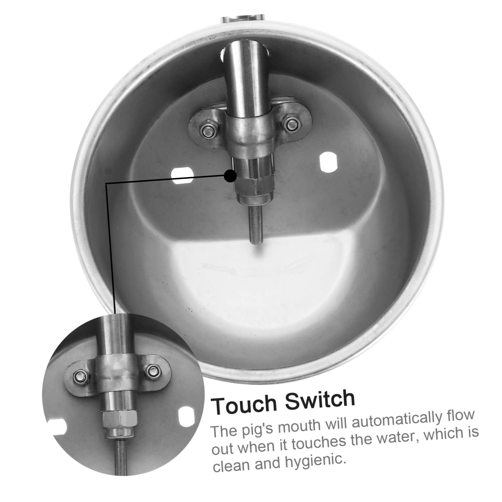 BESPORTBLE 2-Pack Stainless Steel Automatic Water Fountain for Pigs & Pets - Durable Outdoor Drinking Bowl for Farm Animals, Livestock, and Household Pets - Perfect for Barns, Coops, and Backyards
