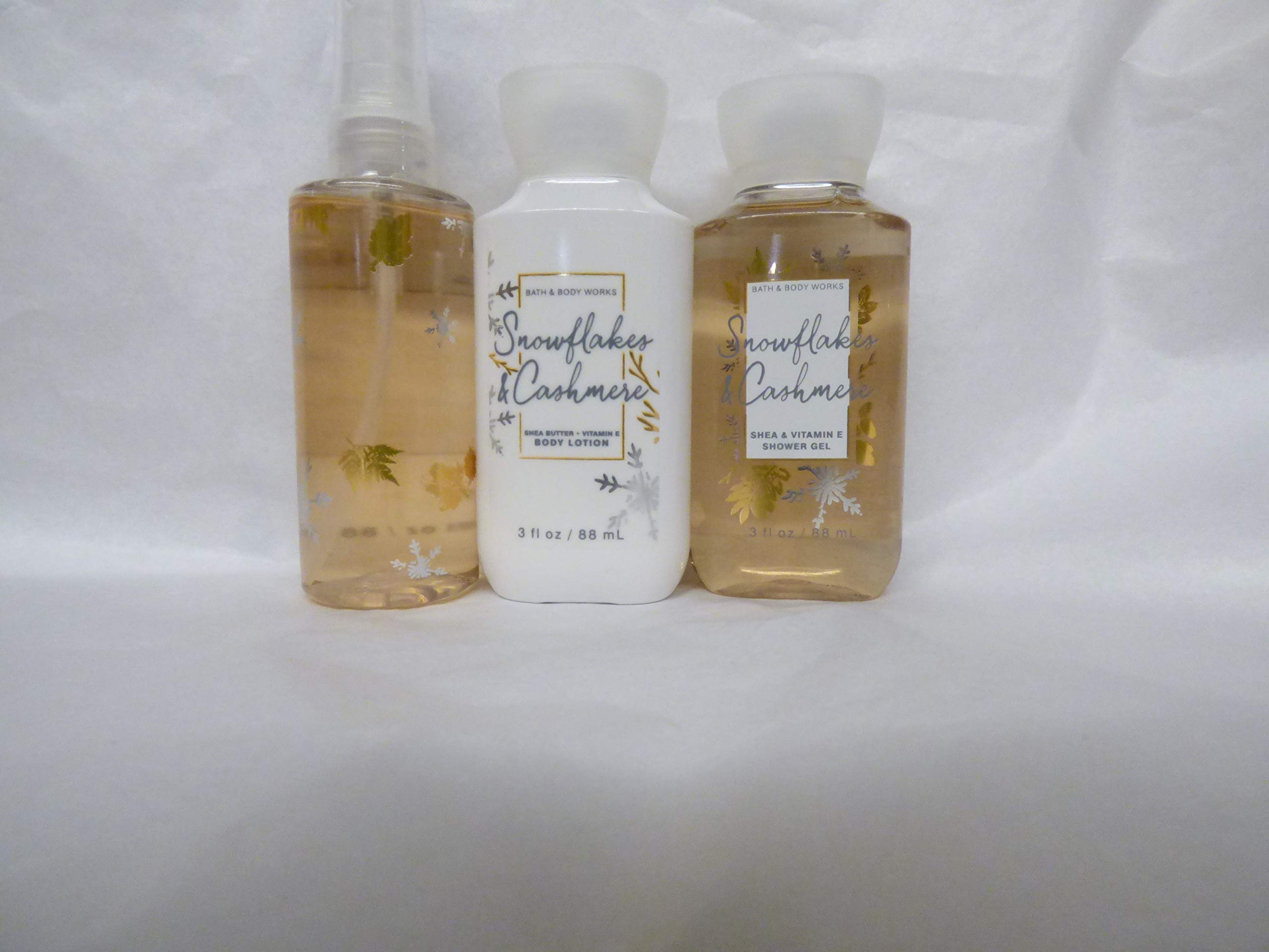 Bath & Body Works 2019 Snowflakes & Cashmere Travel Mini Set - Body Lotion, Fragrance Mist & Shower Gel | Perfect for Holiday Gifts, Travel & Self-Care Routine