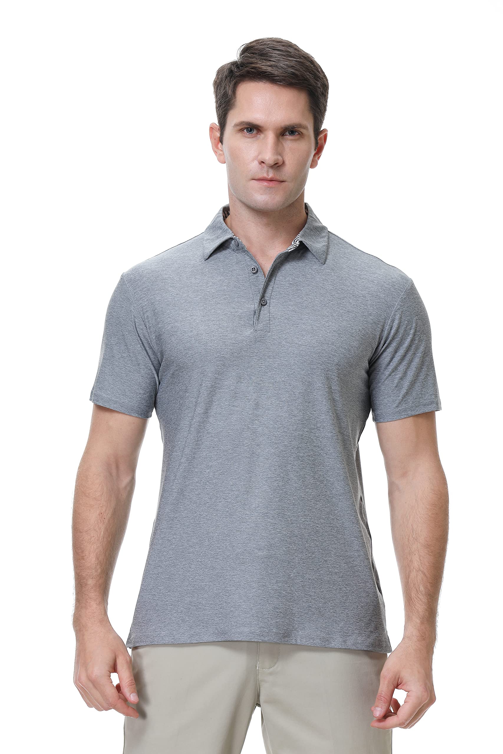 KevaMolly Men's Short Sleeve Polo Shirts - Breathable Casual Golf Shirt, Regular Fit for Work, Golf & Summer Outings