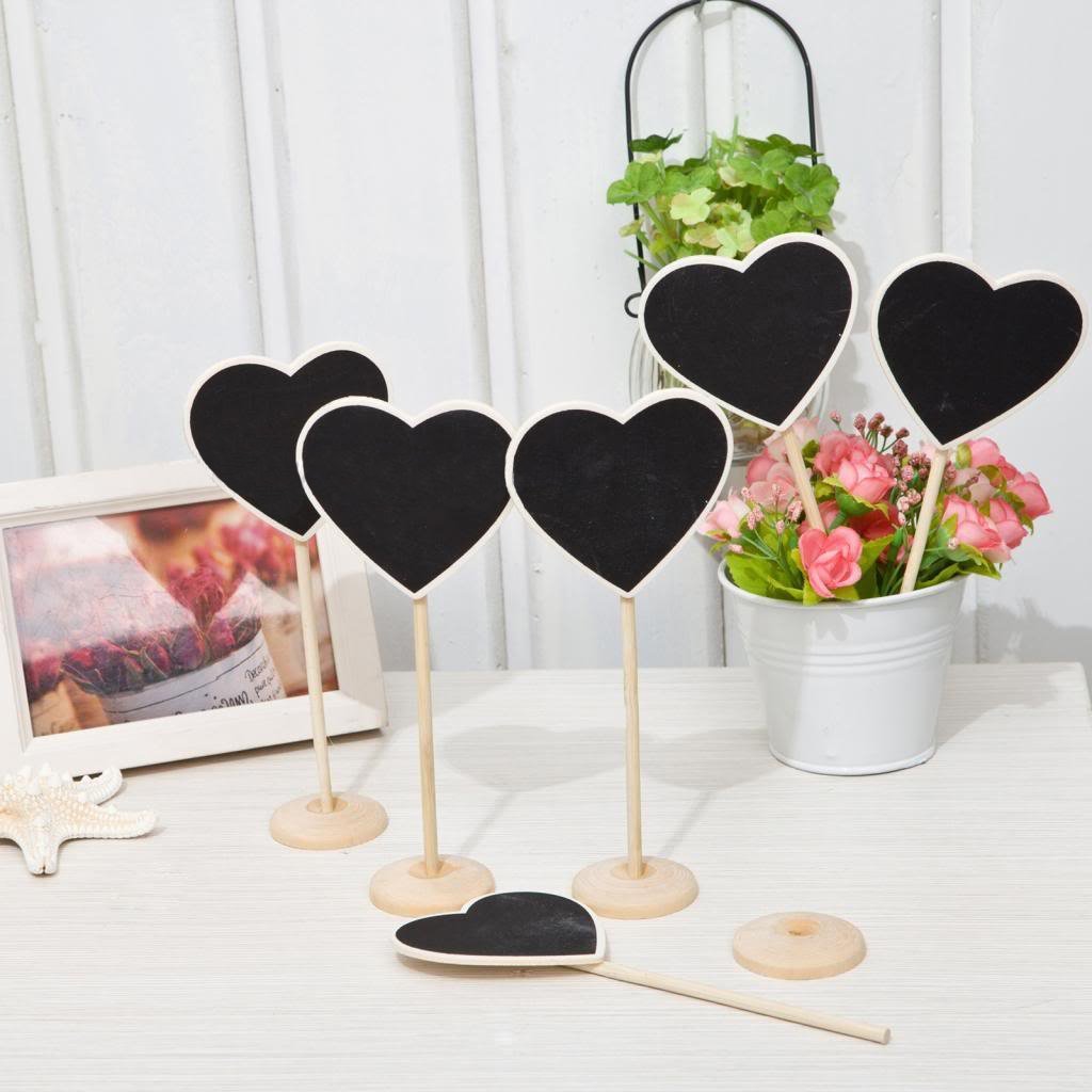 Joinwin 12-Pack Mini Heart Chalkboards with Stand - Elegant Wedding Table Numbers, Place Cards, Party Favors & Plant Markers for Rustic Weddings, Baby Showers & Garden Decor